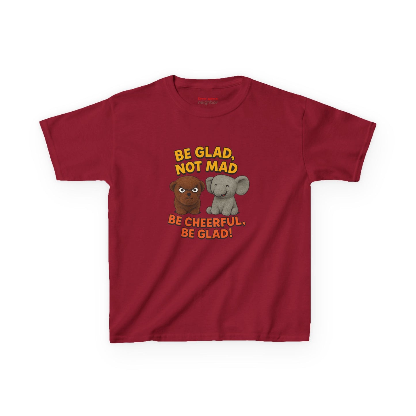 Kids Fun Graphic Tee - Be Glad Not Mad, Cheerful Humor Shirt, Birthday Gift, Playful Attire, Summer Wear, Kids Party Tee