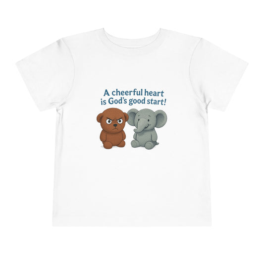 Toddler Short Sleeve Tee - Cheerful Heart Design, Kids Gift, Cute T-Shirt, Toddler Fashion, Playdate Essentials, Christian Apparel