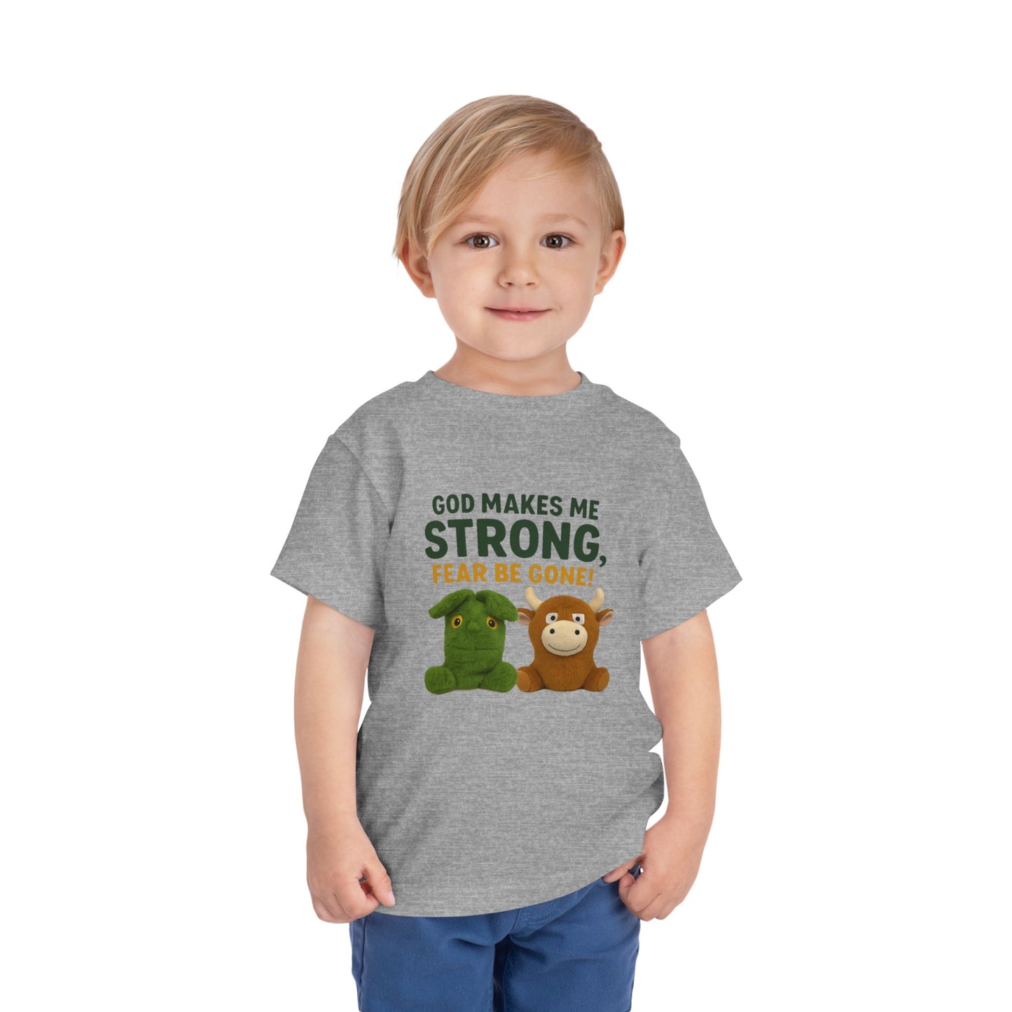 Faith-Inspired Toddler Tee, God Makes Me Strong Shirt, Encouraging Kids T-Shirt, Christian Youth Tee, Playtime and Church Outfit