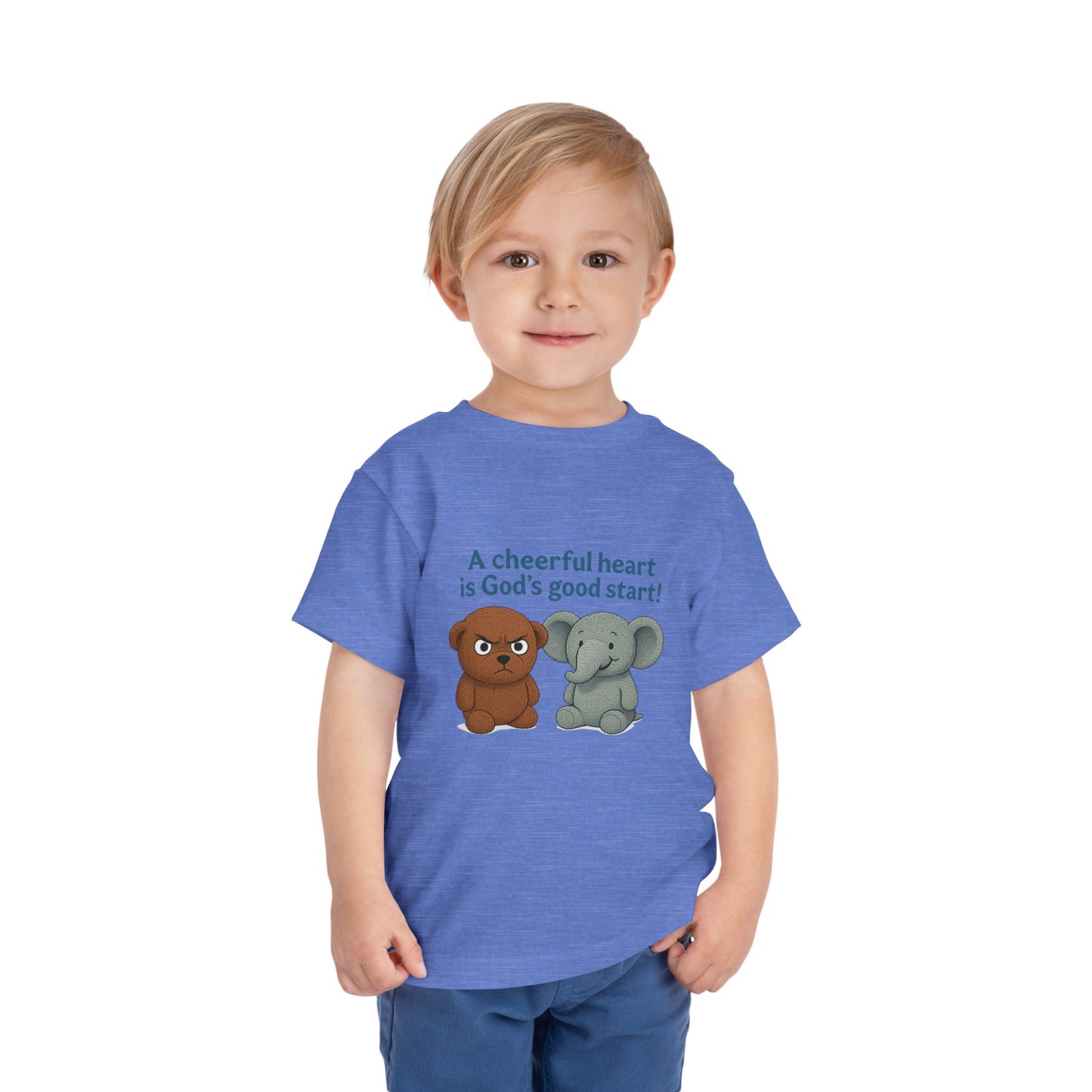 Toddler Short Sleeve Tee - Cheerful Heart Design, Kids Gift, Cute T-Shirt, Toddler Fashion, Playdate Essentials, Christian Apparel