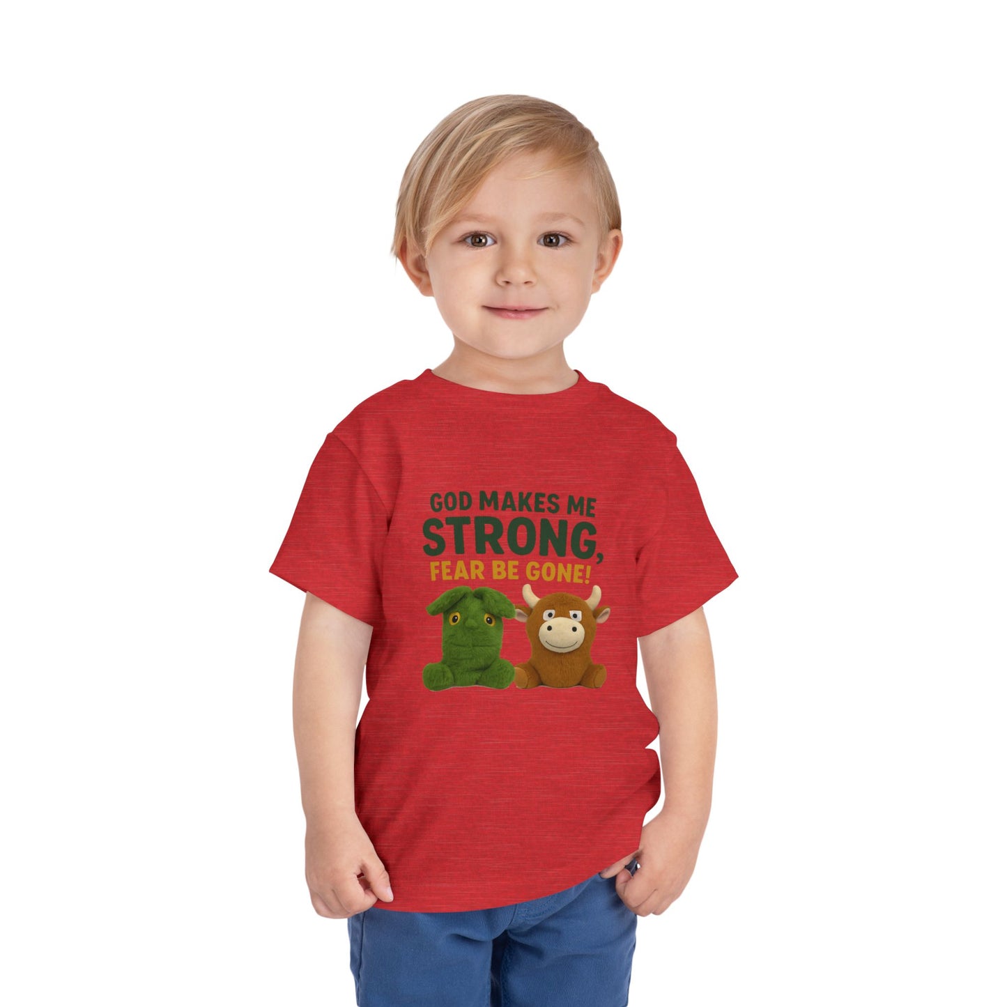 Faith-Inspired Toddler Tee, God Makes Me Strong Shirt, Encouraging Kids T-Shirt, Christian Youth Tee, Playtime and Church Outfit