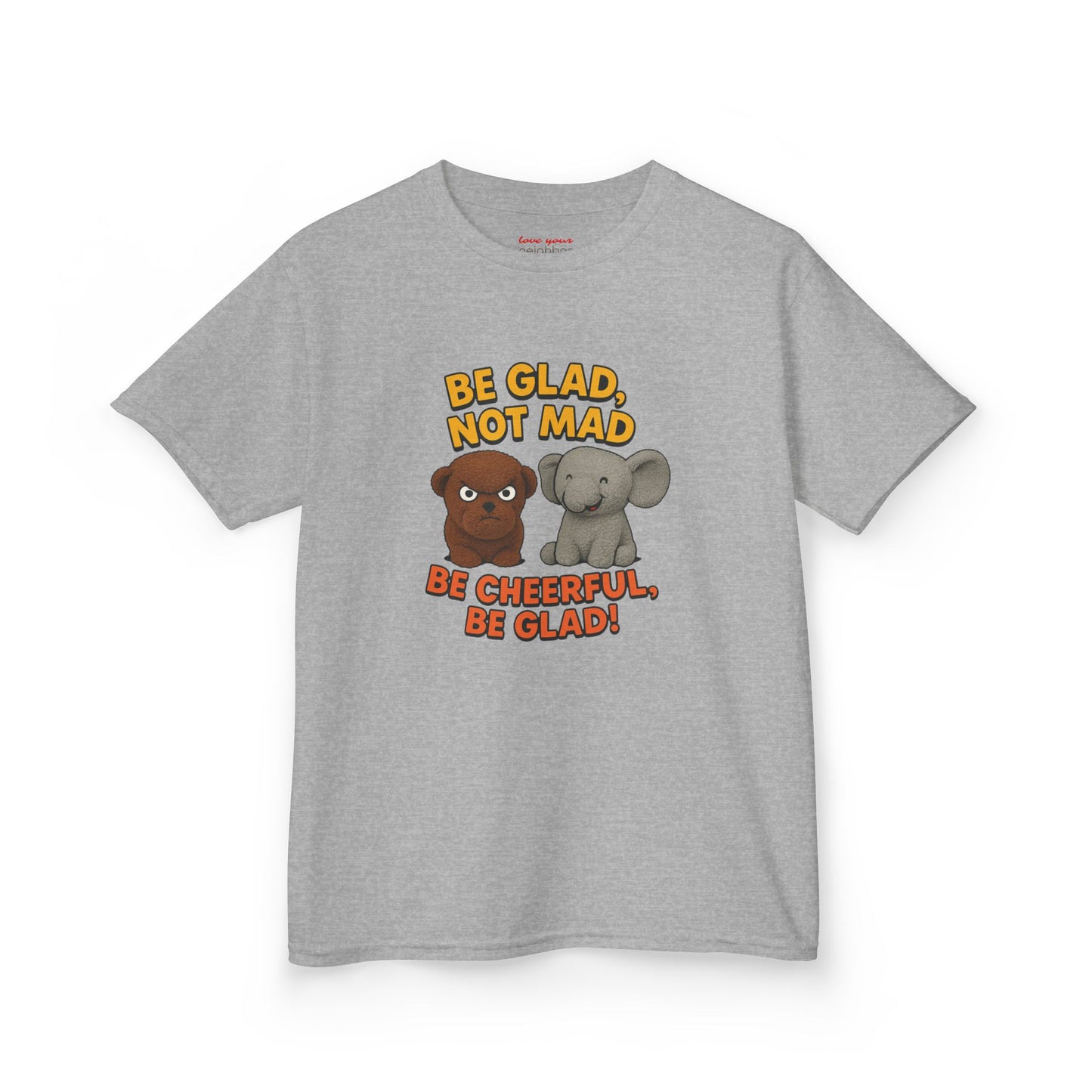 Kids Fun Graphic Tee - Be Glad Not Mad, Cheerful Humor Shirt, Birthday Gift, Playful Attire, Summer Wear, Kids Party Tee