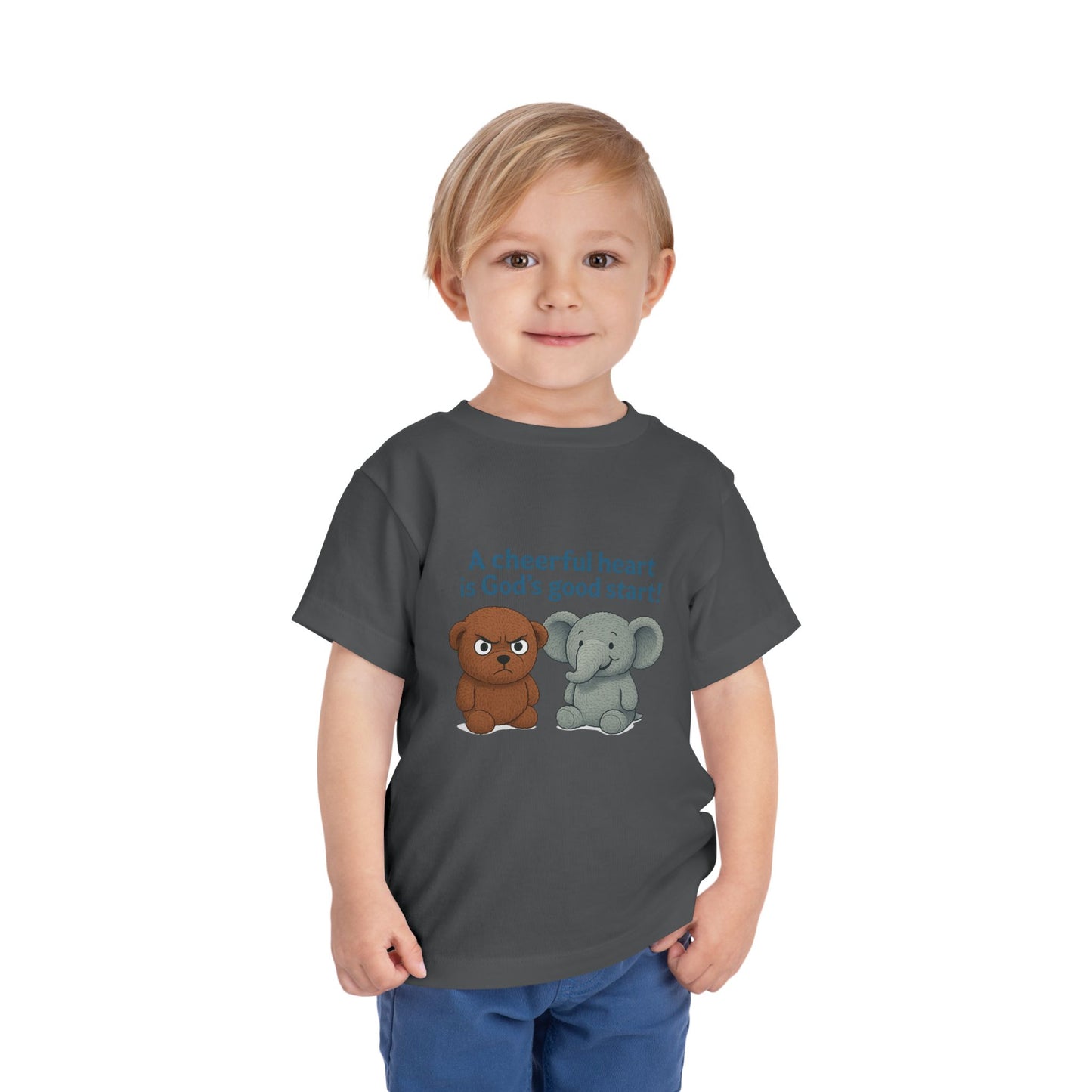 Toddler Short Sleeve Tee - Cheerful Heart Design, Kids Gift, Cute T-Shirt, Toddler Fashion, Playdate Essentials, Christian Apparel