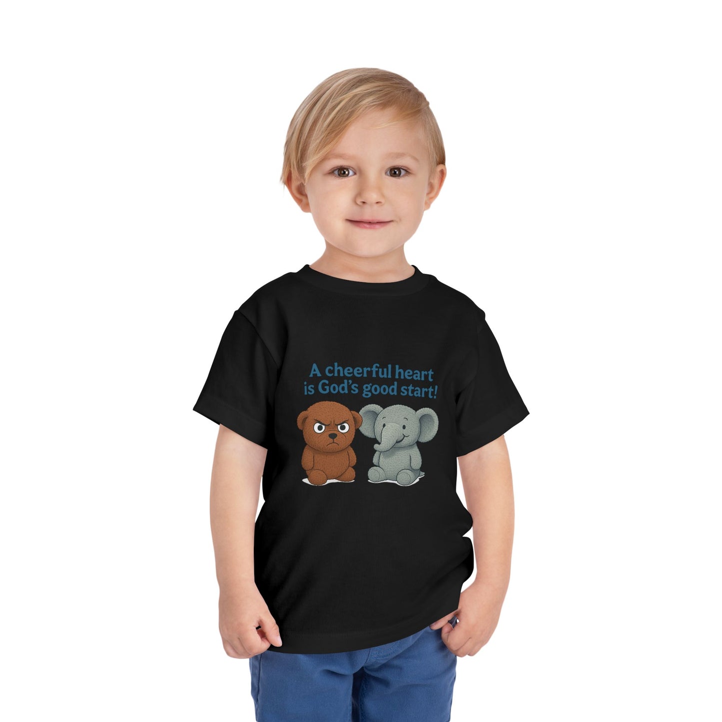 Toddler Short Sleeve Tee - Cheerful Heart Design, Kids Gift, Cute T-Shirt, Toddler Fashion, Playdate Essentials, Christian Apparel