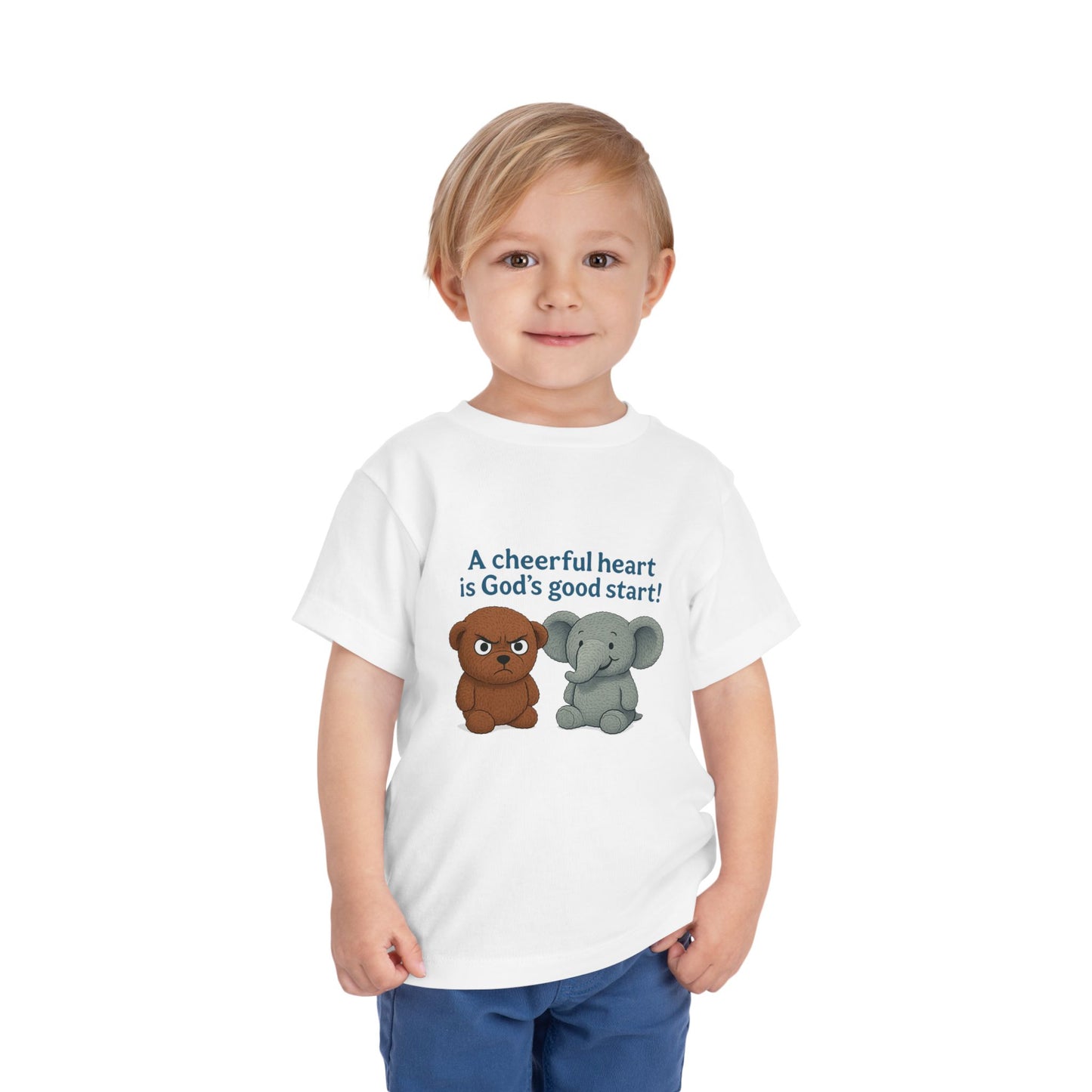 Toddler Short Sleeve Tee - Cheerful Heart Design, Kids Gift, Cute T-Shirt, Toddler Fashion, Playdate Essentials, Christian Apparel