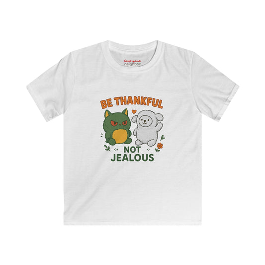 Kids Gratitude Tee, Be Thankful Not Jealous Shirt, Fall Outfit, Thanksgiving Gift, Cute Kids Apparel, Family Gatherings
