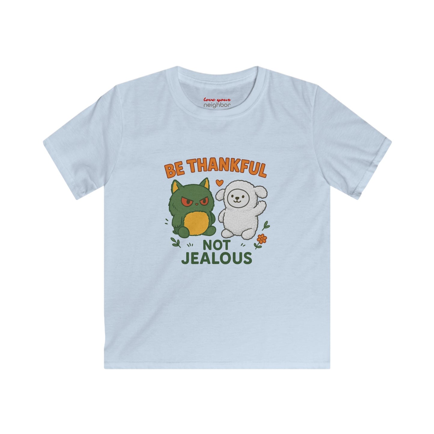 Kids Gratitude Tee, Be Thankful Not Jealous Shirt, Fall Outfit, Thanksgiving Gift, Cute Kids Apparel, Family Gatherings