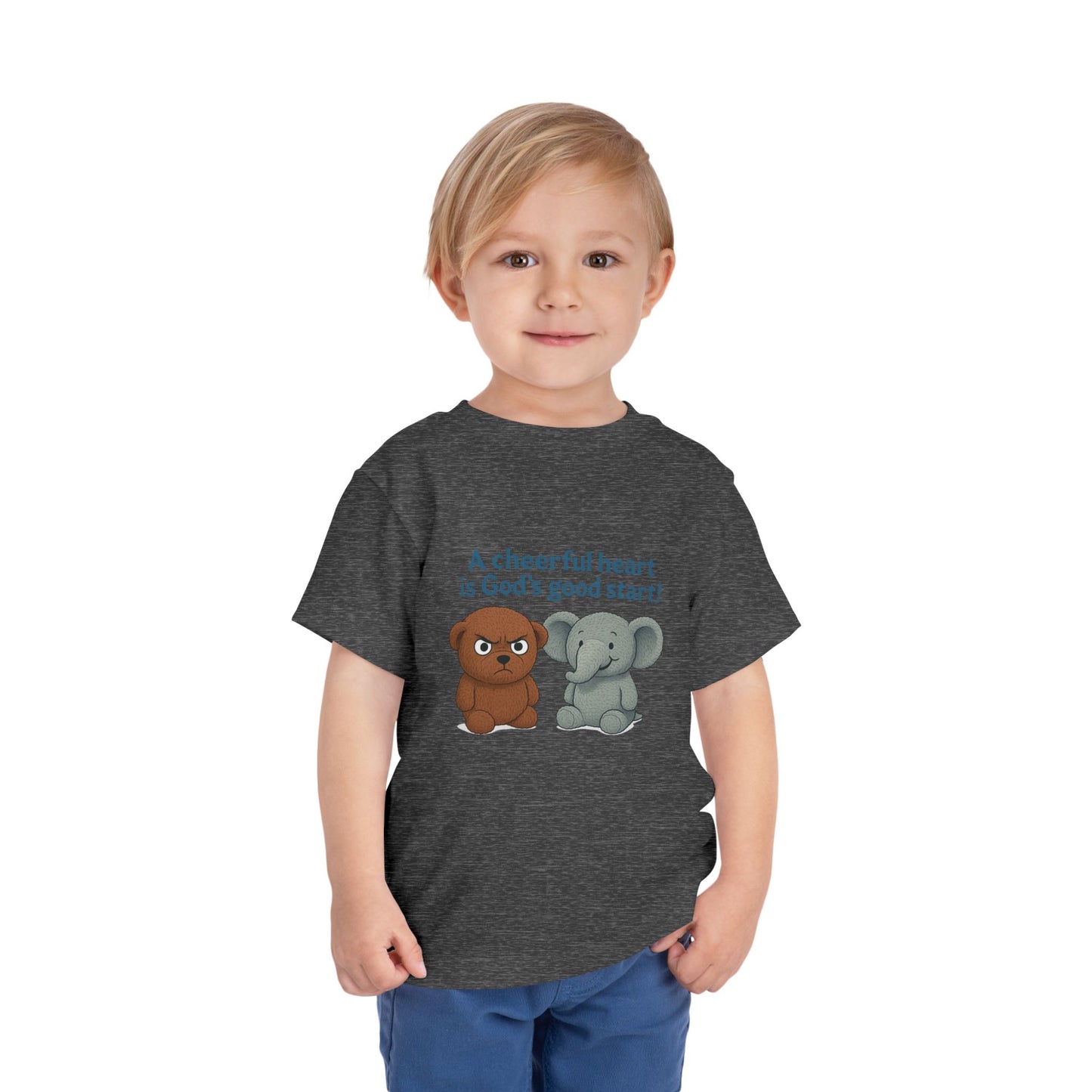 Toddler Short Sleeve Tee - Cheerful Heart Design, Kids Gift, Cute T-Shirt, Toddler Fashion, Playdate Essentials, Christian Apparel