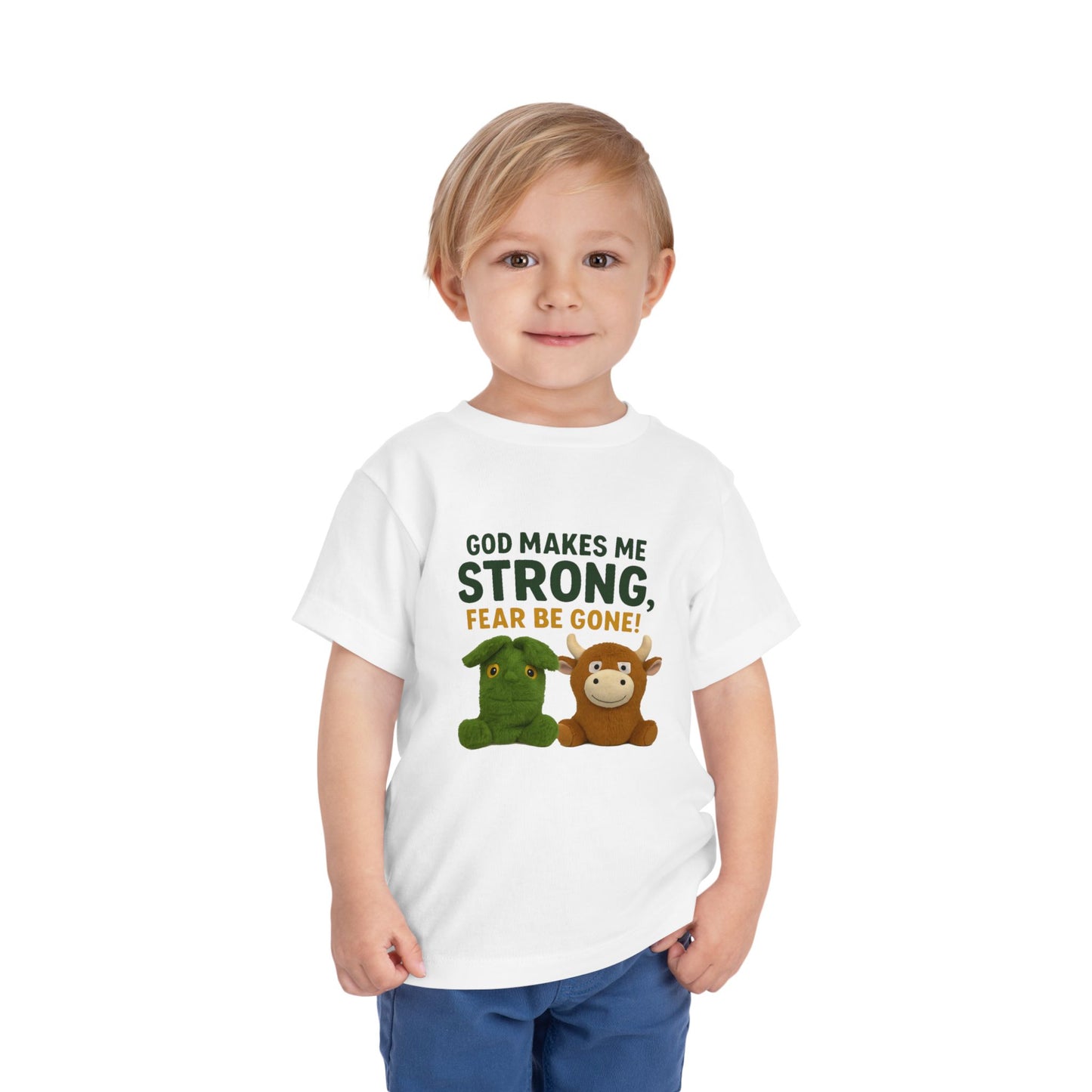 Faith-Inspired Toddler Tee, God Makes Me Strong Shirt, Encouraging Kids T-Shirt, Christian Youth Tee, Playtime and Church Outfit
