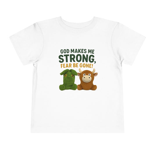 Faith-Inspired Toddler Tee, God Makes Me Strong Shirt, Encouraging Kids T-Shirt, Christian Youth Tee, Playtime and Church Outfit