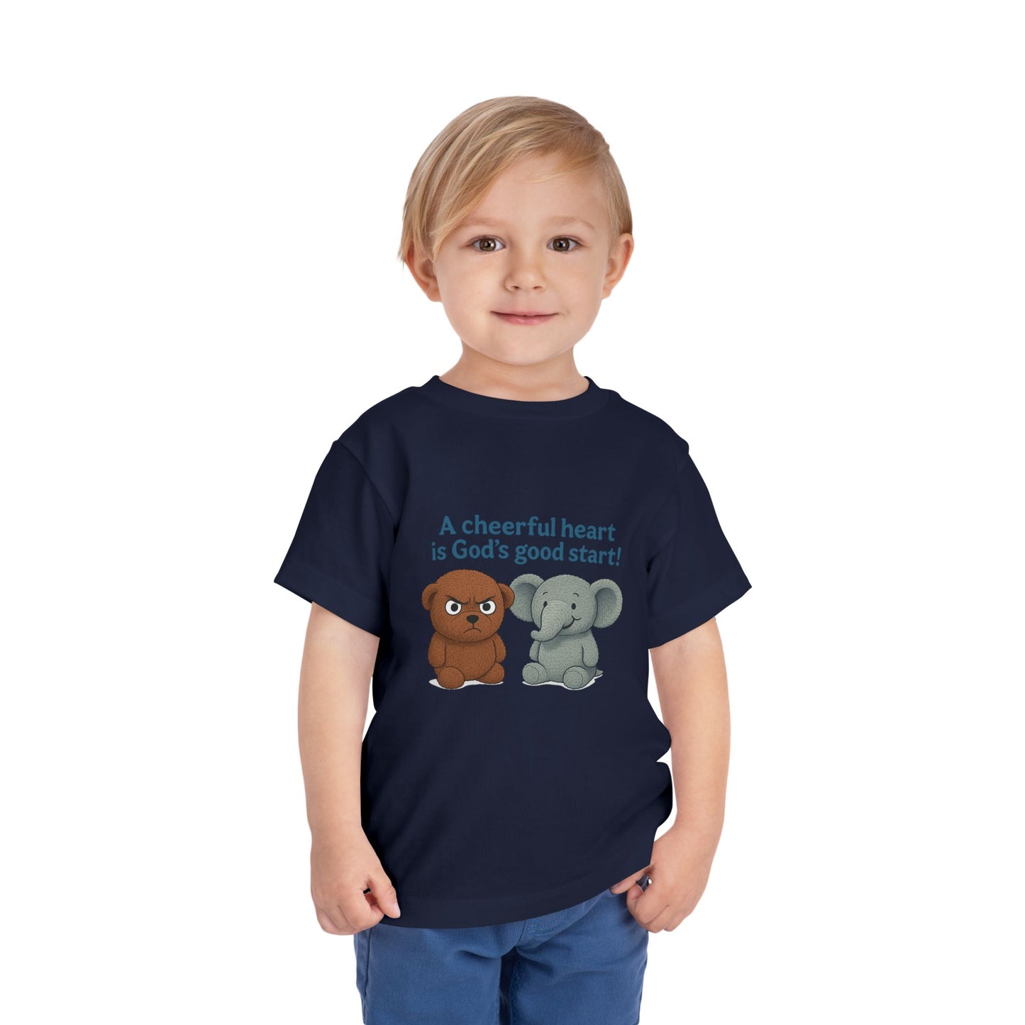Toddler Short Sleeve Tee - Cheerful Heart Design, Kids Gift, Cute T-Shirt, Toddler Fashion, Playdate Essentials, Christian Apparel