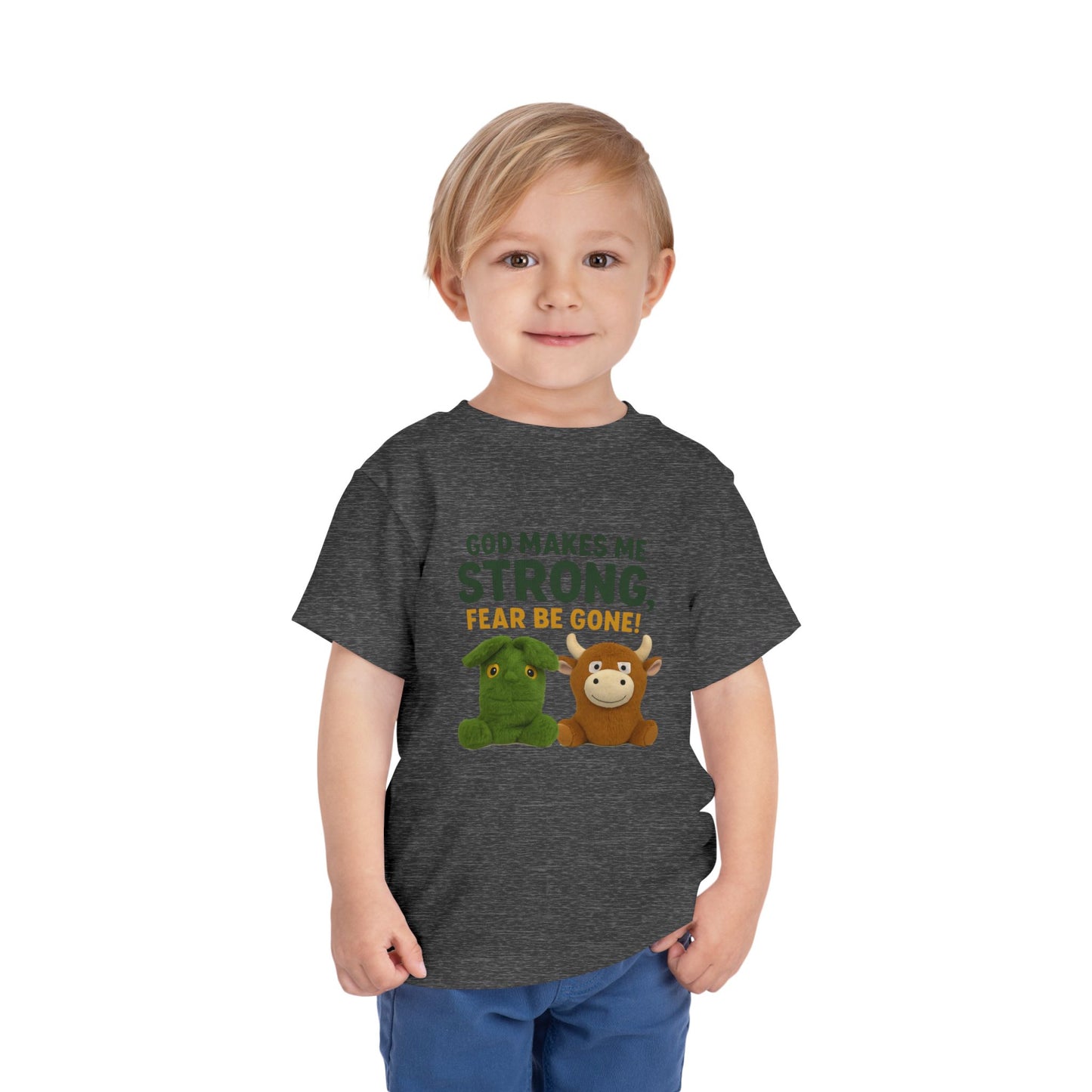 Faith-Inspired Toddler Tee, God Makes Me Strong Shirt, Encouraging Kids T-Shirt, Christian Youth Tee, Playtime and Church Outfit