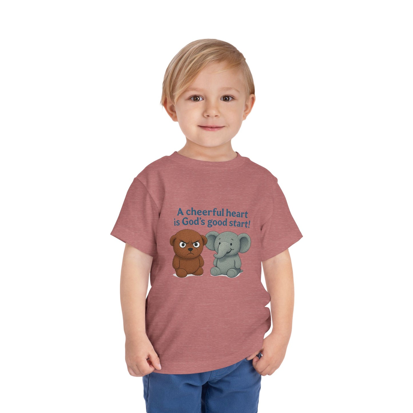 Toddler Short Sleeve Tee - Cheerful Heart Design, Kids Gift, Cute T-Shirt, Toddler Fashion, Playdate Essentials, Christian Apparel