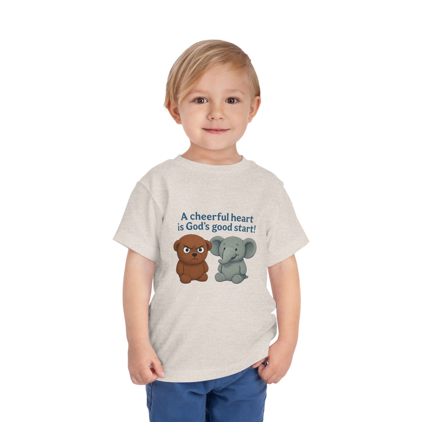 Toddler Short Sleeve Tee - Cheerful Heart Design, Kids Gift, Cute T-Shirt, Toddler Fashion, Playdate Essentials, Christian Apparel