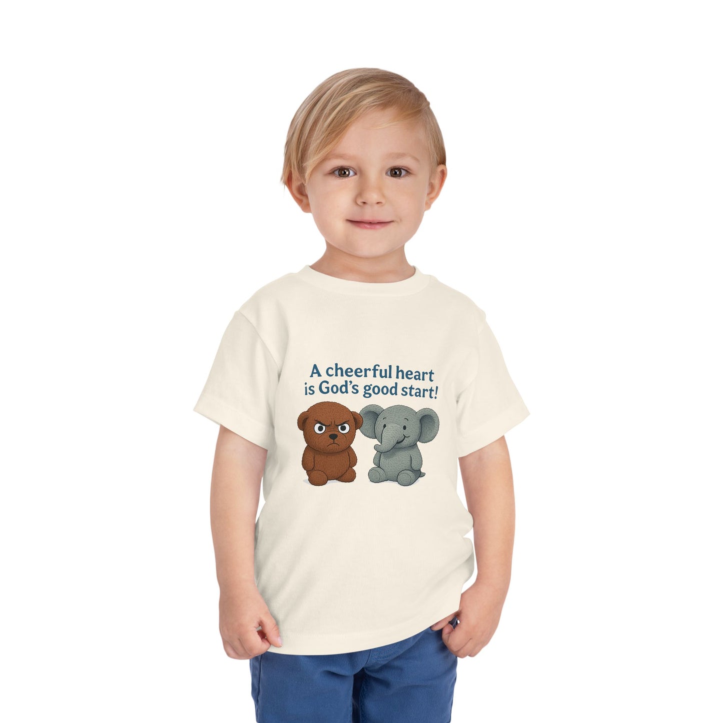 Toddler Short Sleeve Tee - Cheerful Heart Design, Kids Gift, Cute T-Shirt, Toddler Fashion, Playdate Essentials, Christian Apparel