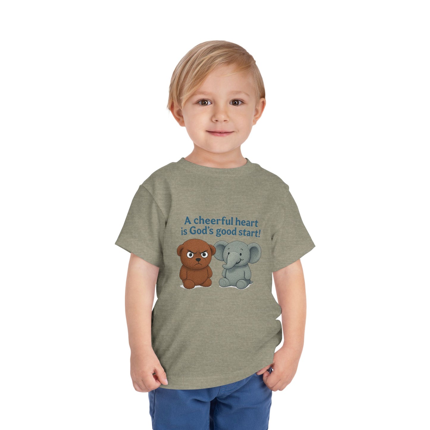 Toddler Short Sleeve Tee - Cheerful Heart Design, Kids Gift, Cute T-Shirt, Toddler Fashion, Playdate Essentials, Christian Apparel