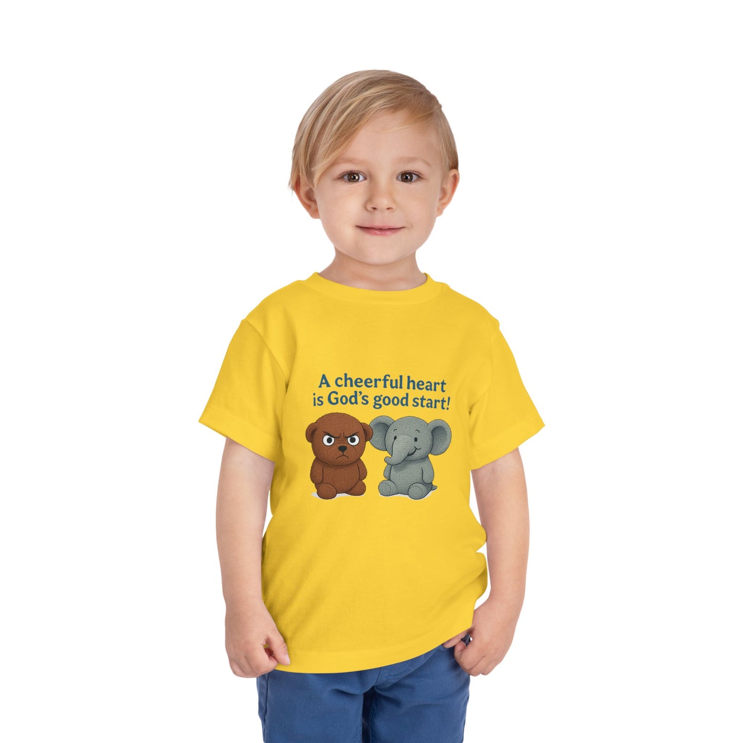 Toddler Short Sleeve Tee - Cheerful Heart Design, Kids Gift, Cute T-Shirt, Toddler Fashion, Playdate Essentials, Christian Apparel