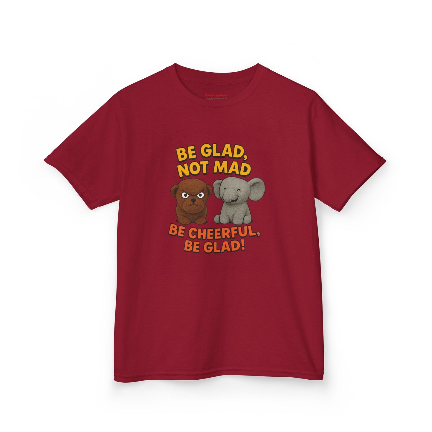 Kids Fun Graphic Tee - Be Glad Not Mad, Cheerful Humor Shirt, Birthday Gift, Playful Attire, Summer Wear, Kids Party Tee