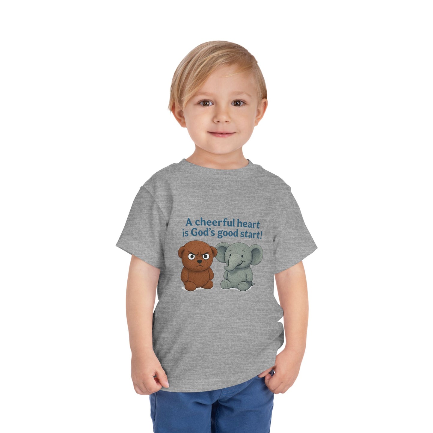 Toddler Short Sleeve Tee - Cheerful Heart Design, Kids Gift, Cute T-Shirt, Toddler Fashion, Playdate Essentials, Christian Apparel