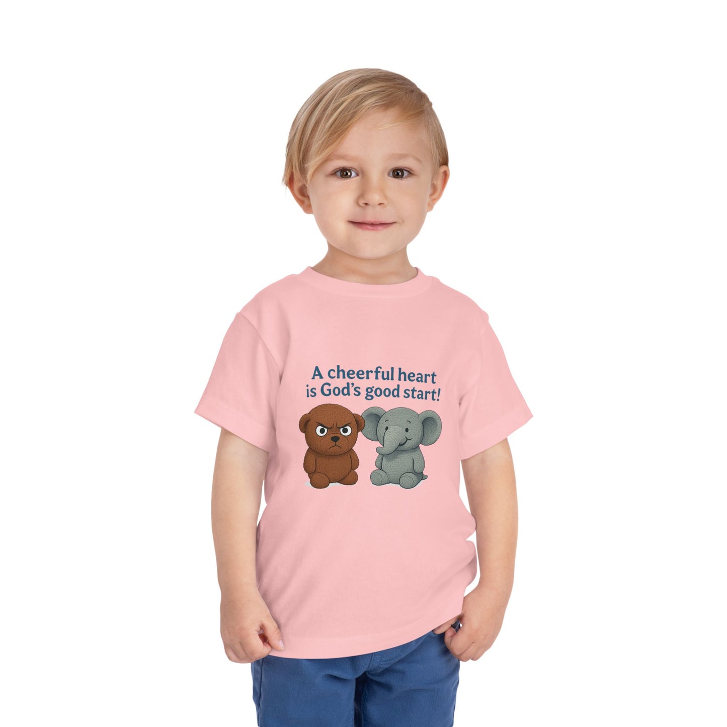 Toddler Short Sleeve Tee - Cheerful Heart Design, Kids Gift, Cute T-Shirt, Toddler Fashion, Playdate Essentials, Christian Apparel