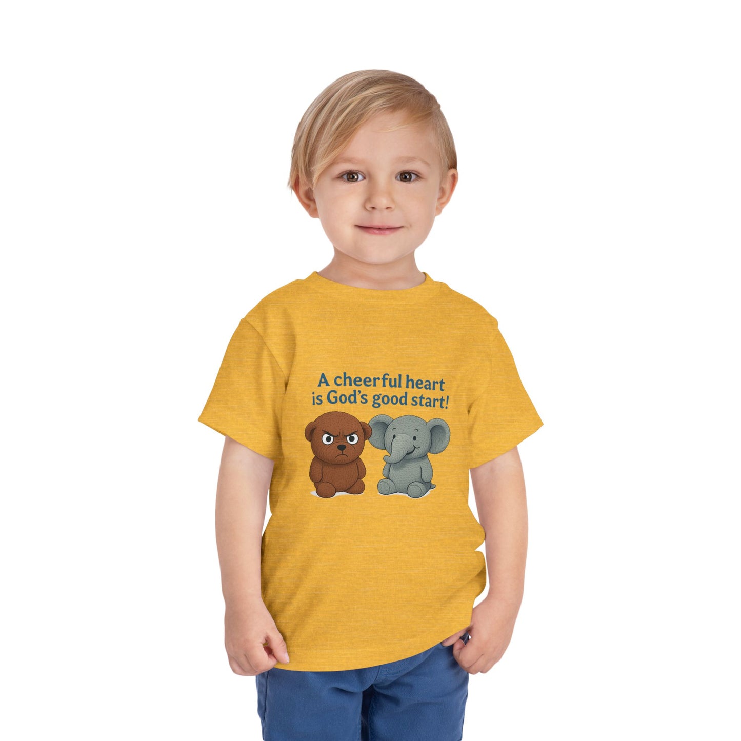 Toddler Short Sleeve Tee - Cheerful Heart Design, Kids Gift, Cute T-Shirt, Toddler Fashion, Playdate Essentials, Christian Apparel