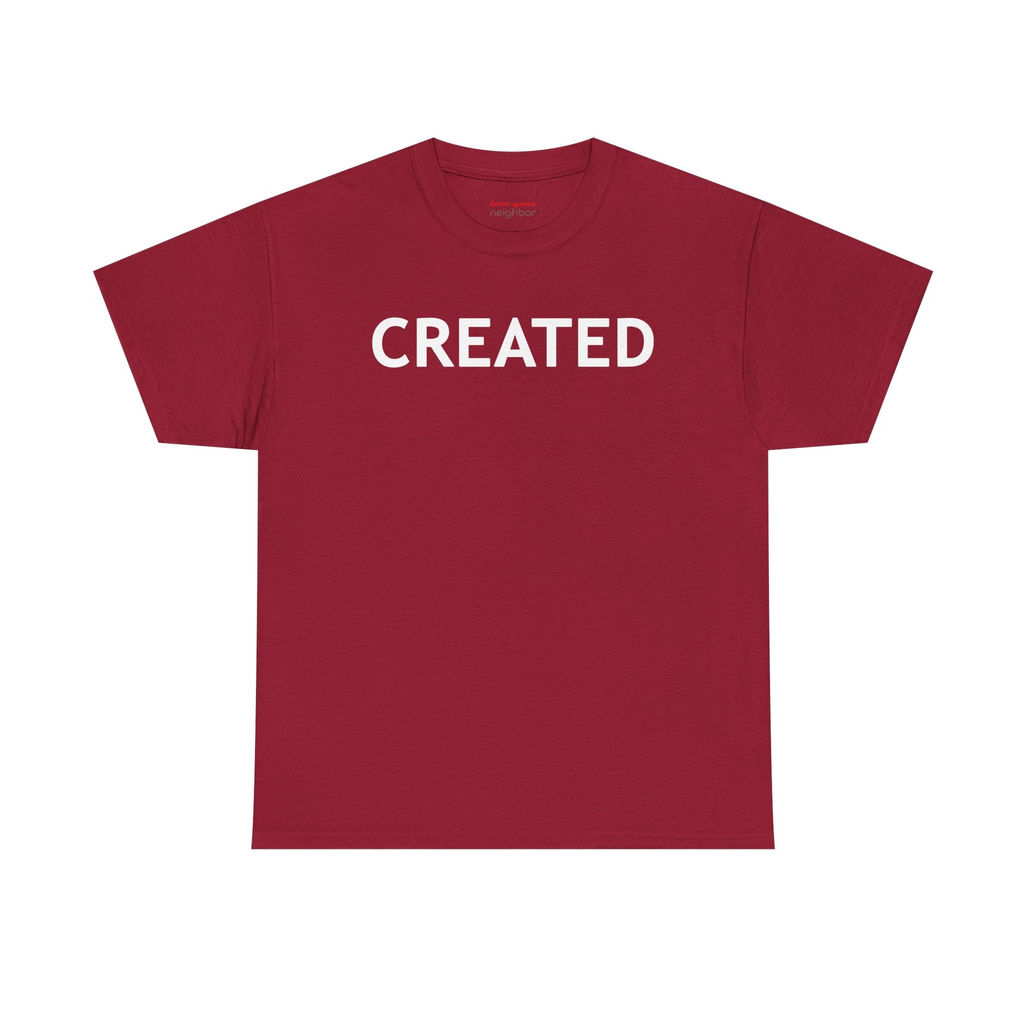 "CREATED" 2 Corinthians 5:17 Adult Heavy Cotton Tee