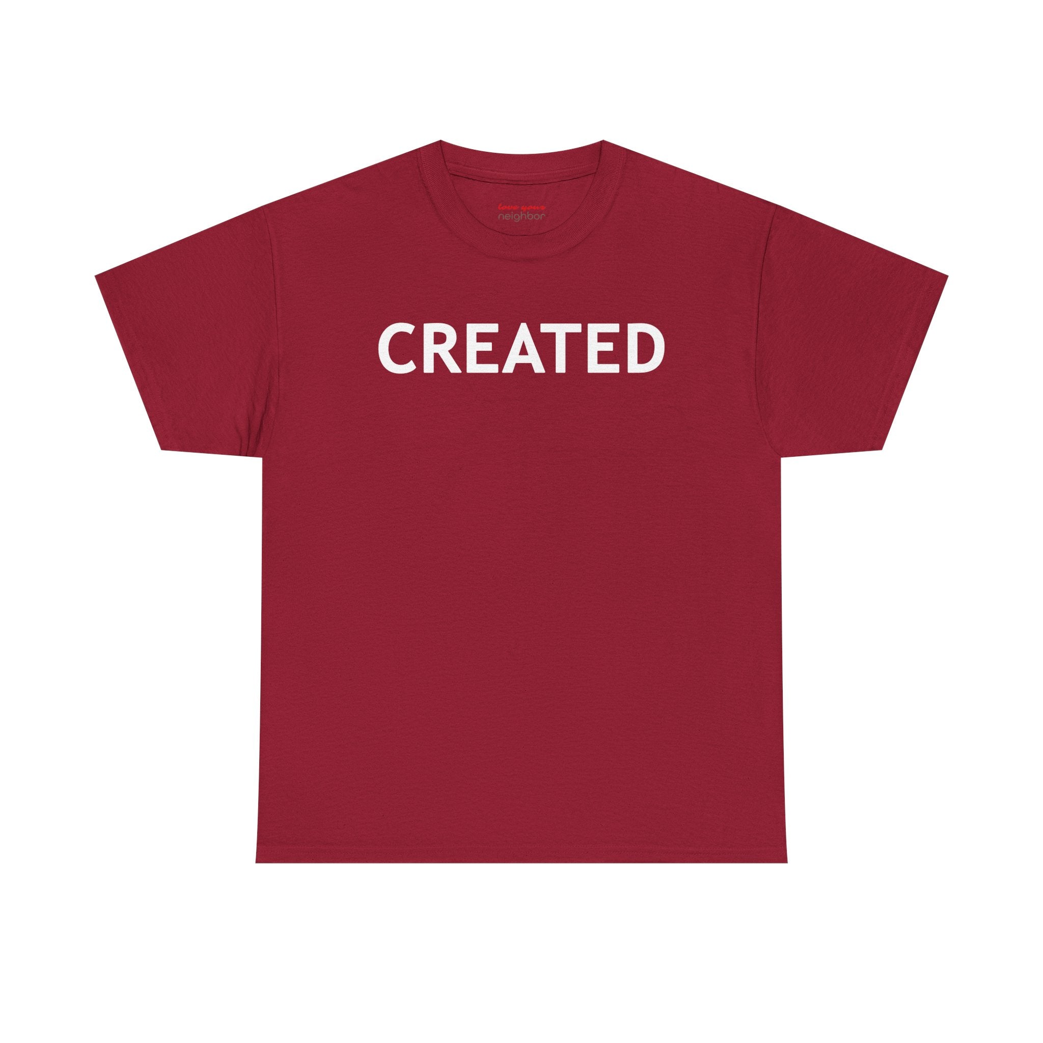 "CREATED" 2 Corinthians 5:17 Adult Heavy Cotton Tee