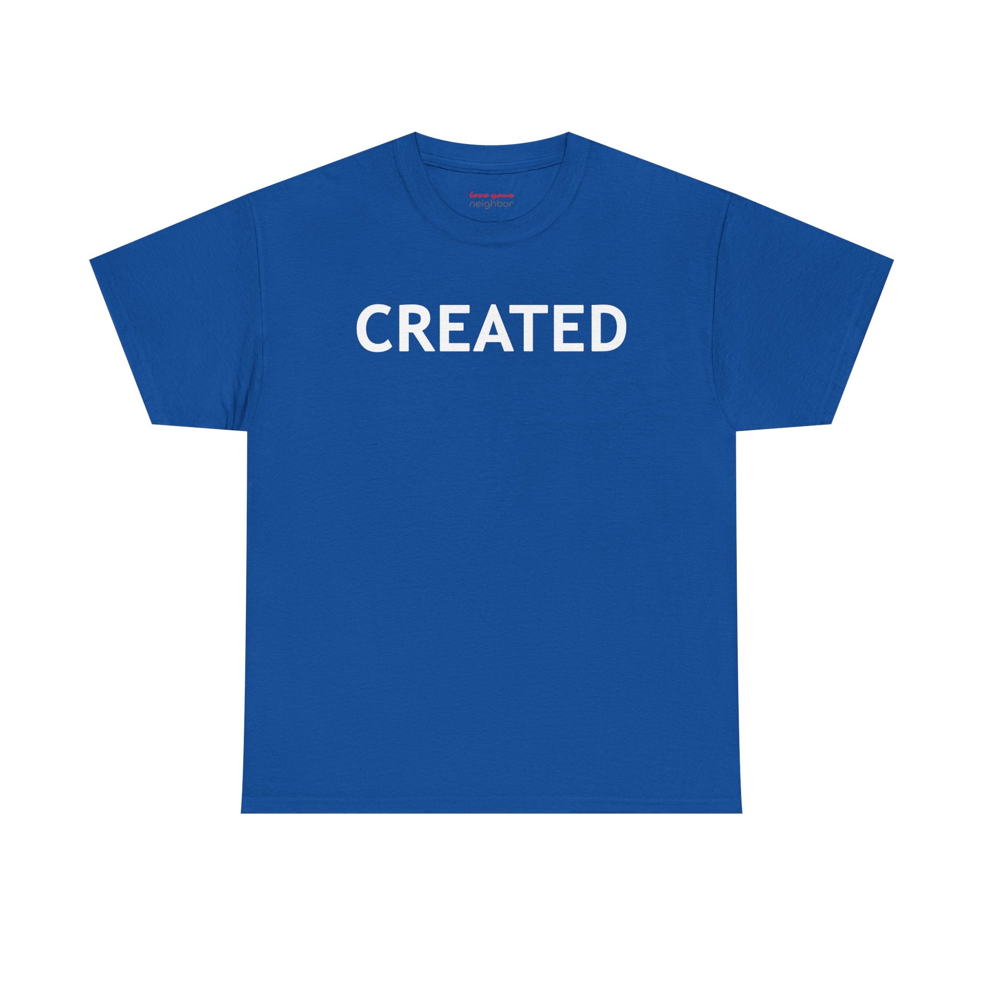 "CREATED" 2 Corinthians 5:17 Adult Heavy Cotton Tee