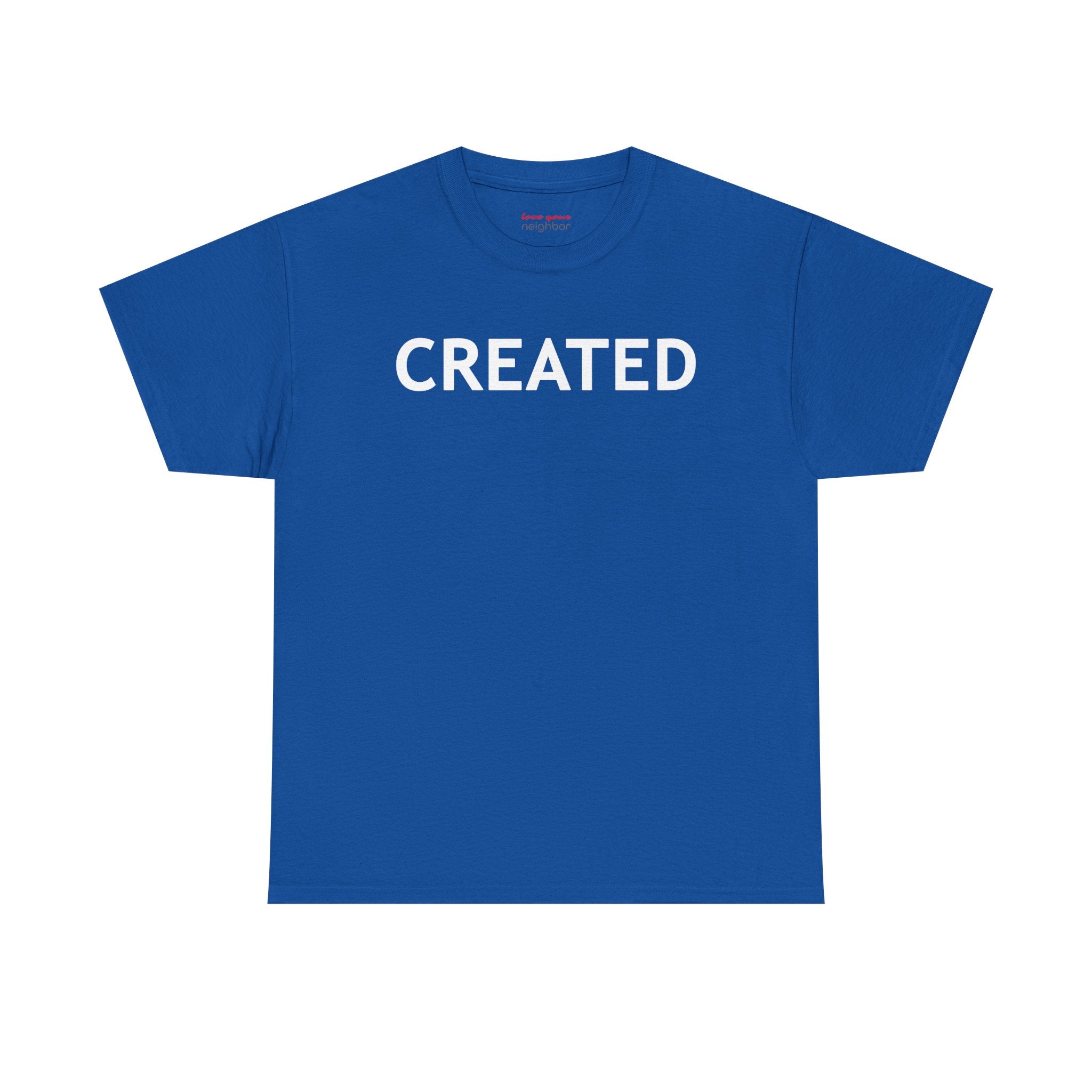 "CREATED" 2 Corinthians 5:17 Adult Heavy Cotton Tee