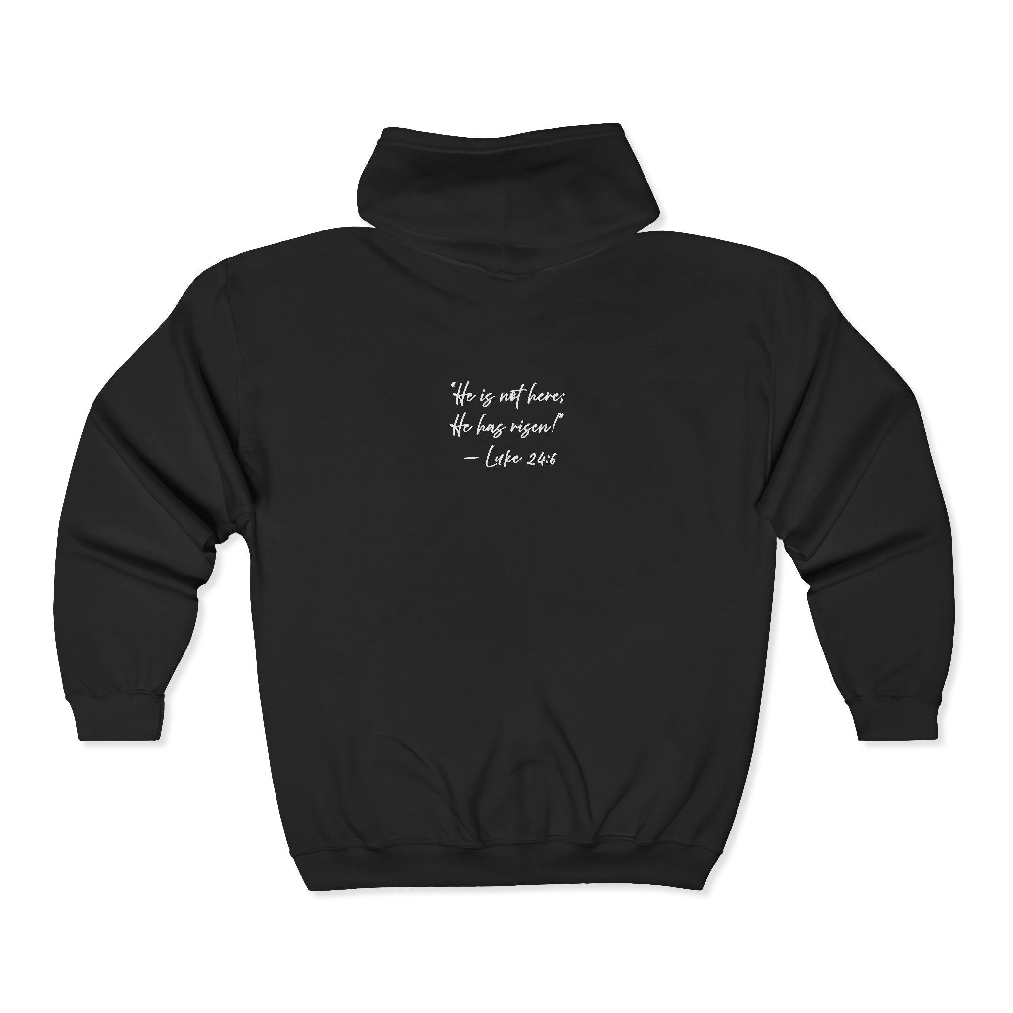 "Redeemed" Luke 24:6 - Adult Cozy Full Zip Hoodie