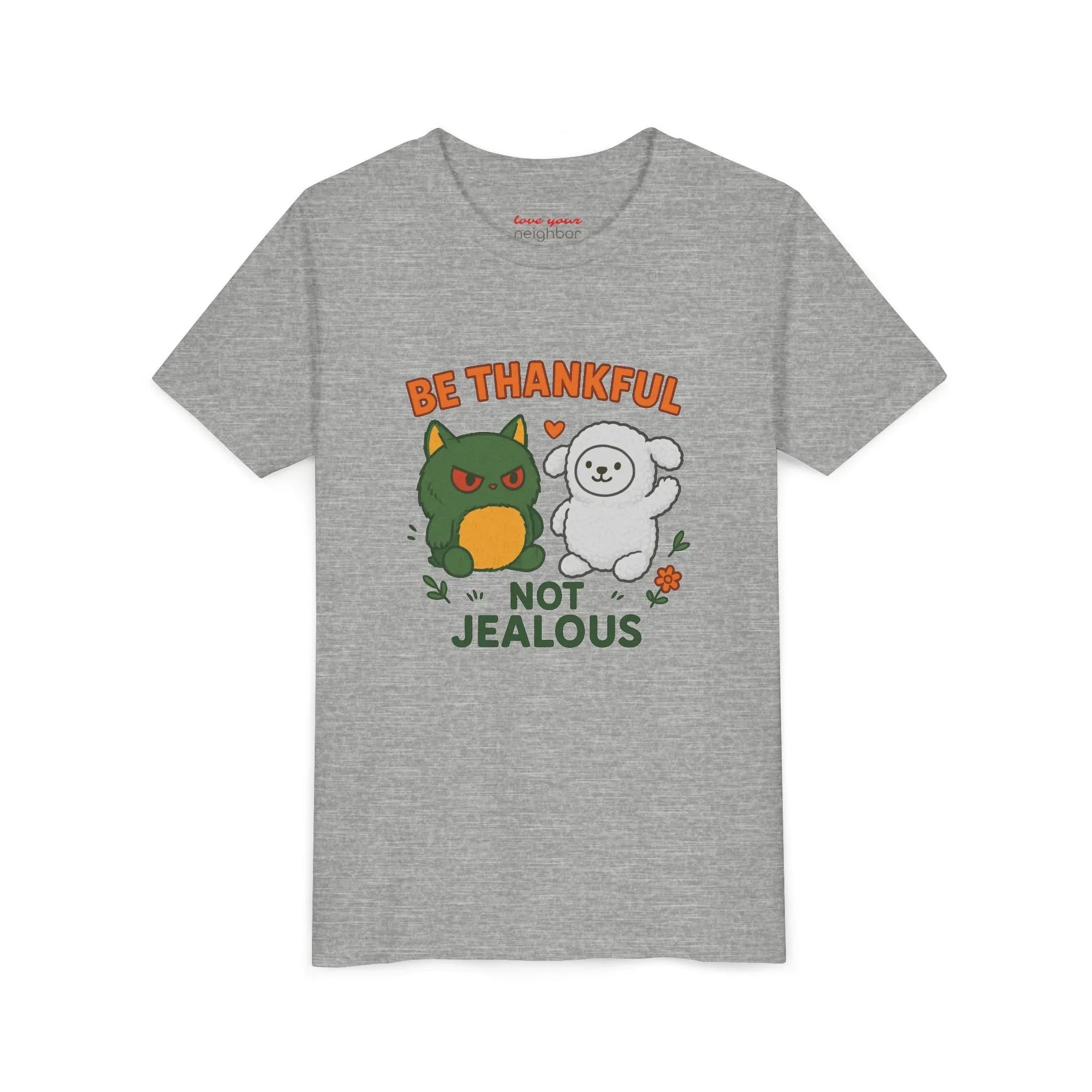 Youth Tee: Be Thankful, Not Jealous - Cute Graphic Shirt for Kids, Perfect for Birthdays, Thanksgiving, Casual Wear, Gifts - Truthkins - Faith-filled plush toys that turn big feelings into God's truth