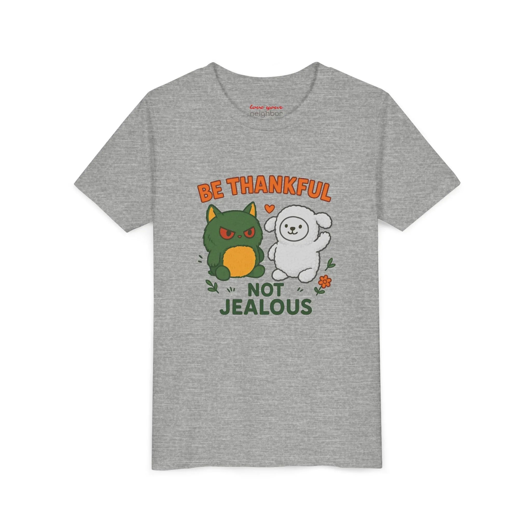 Youth Tee: Be Thankful, Not Jealous - Cute Graphic Shirt for Kids, Perfect for Birthdays, Thanksgiving, Casual Wear, Gifts - Truthkins - Faith-filled plush toys that turn big feelings into God's truth