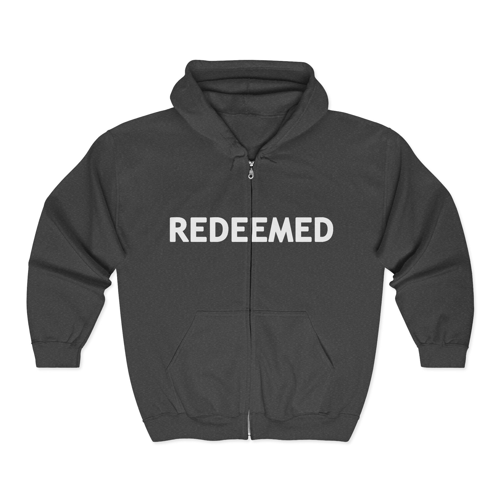 "Redeemed" Luke 24:6 - Adult Cozy Full Zip Hoodie