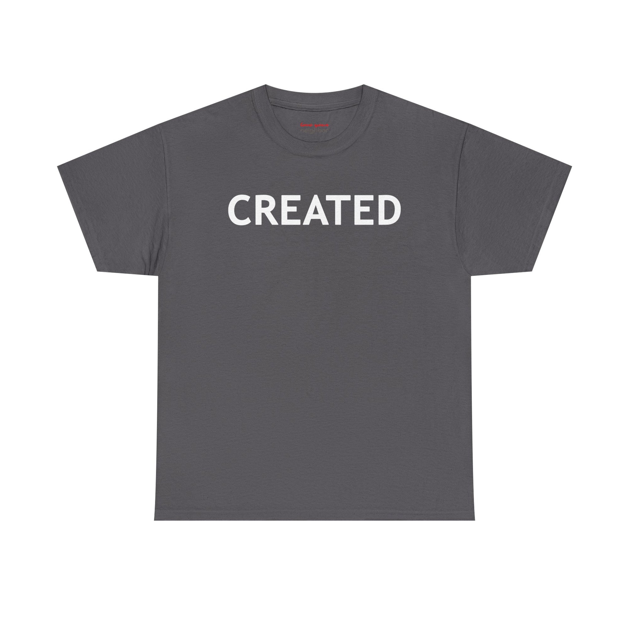 "CREATED" 2 Corinthians 5:17 Adult Heavy Cotton Tee
