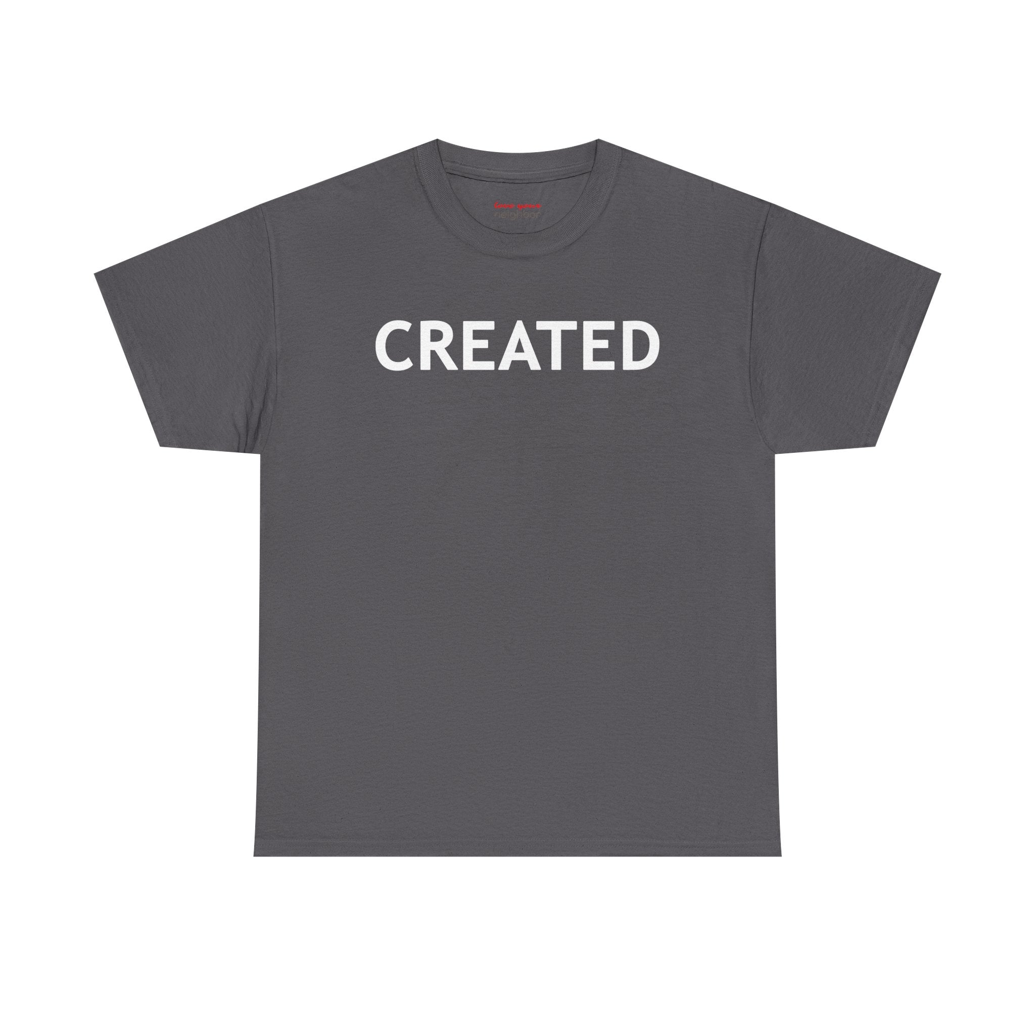 "CREATED" 2 Corinthians 5:17 Adult Heavy Cotton Tee