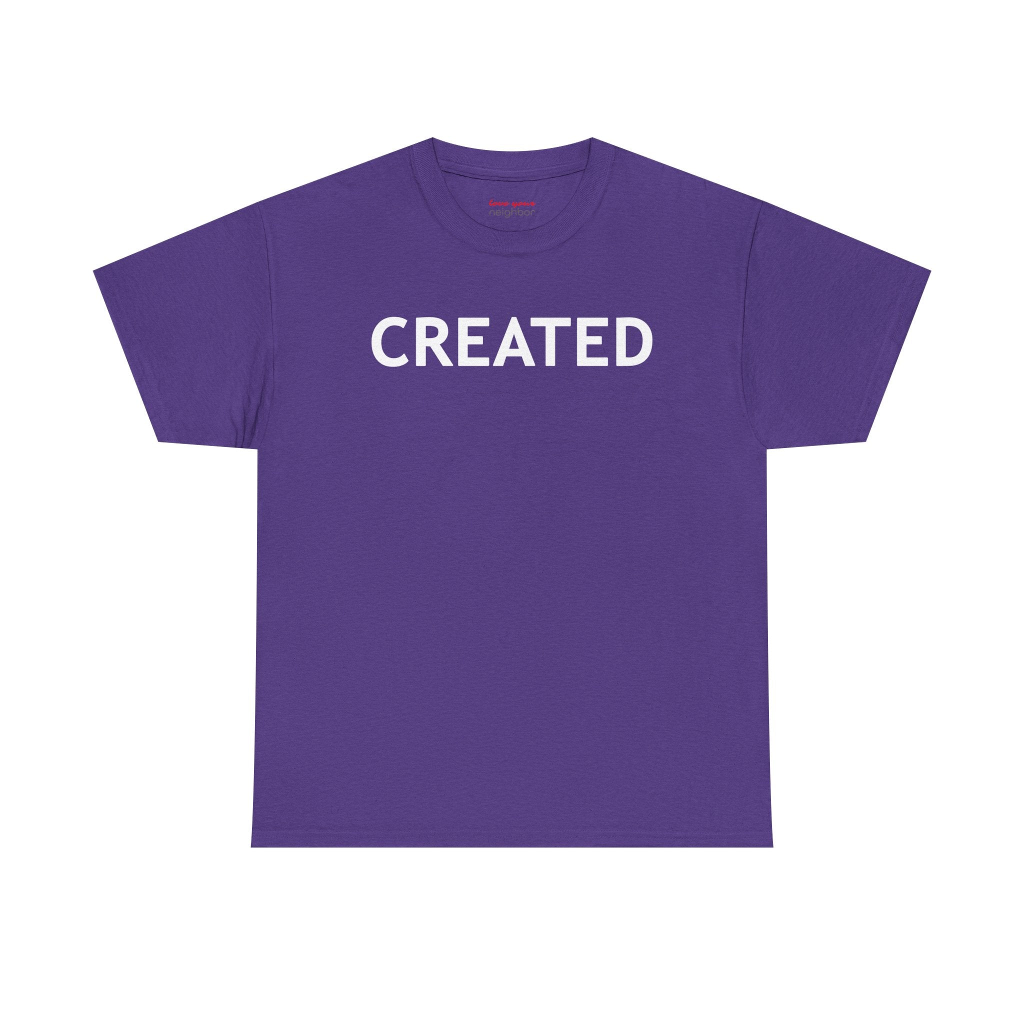 "CREATED" 2 Corinthians 5:17 Adult Heavy Cotton Tee