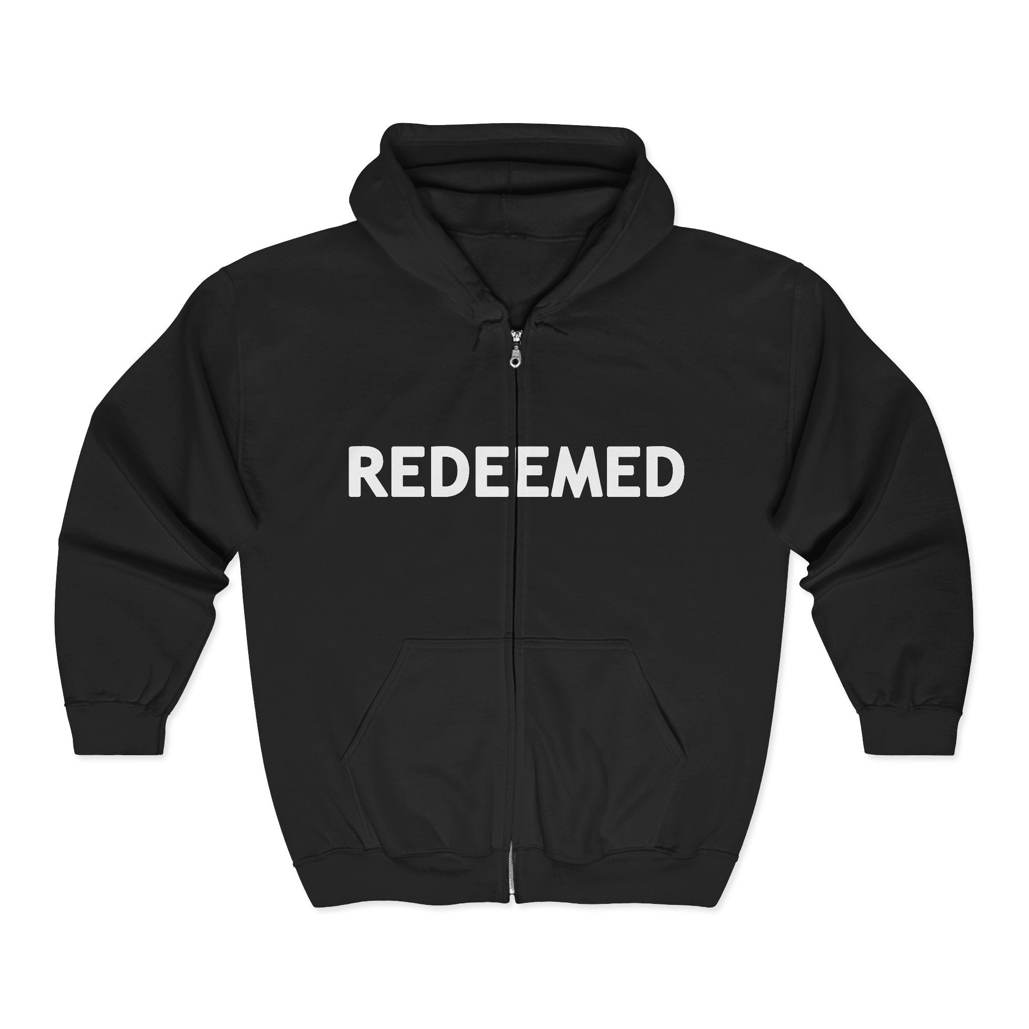 "Redeemed" Luke 24:6 - Adult Cozy Full Zip Hoodie
