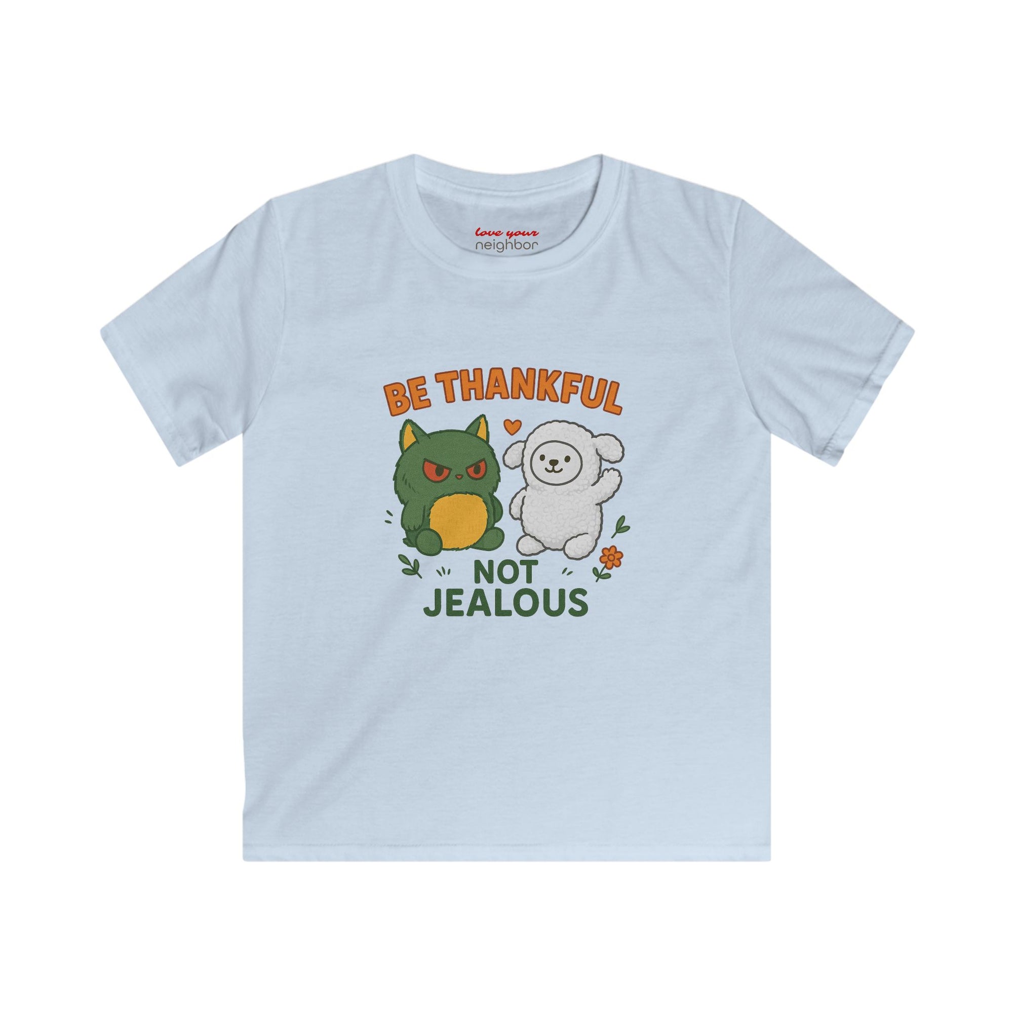 Kids Gratitude Tee, Be Thankful Not Jealous Shirt