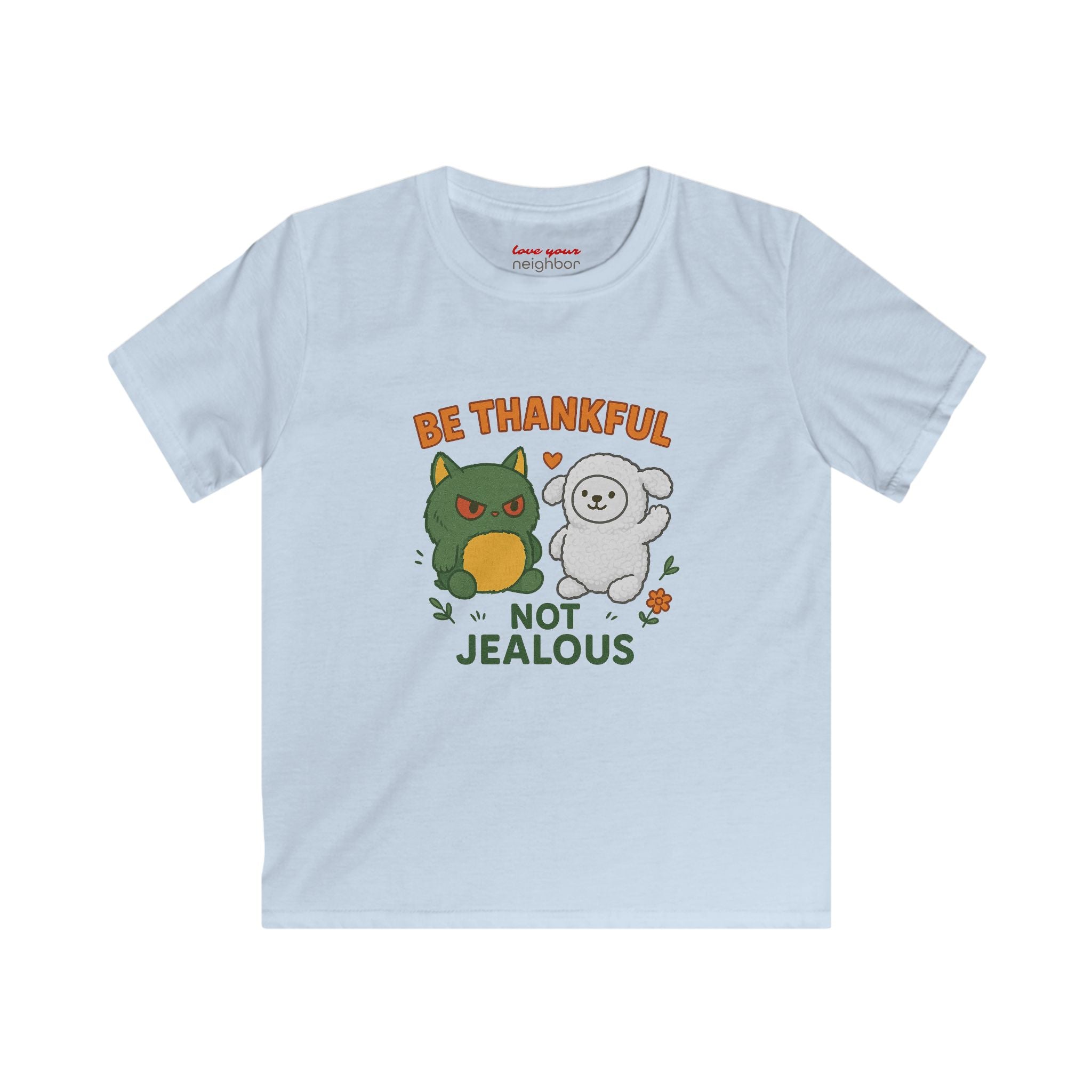 Kids Gratitude Tee, Be Thankful Not Jealous Shirt