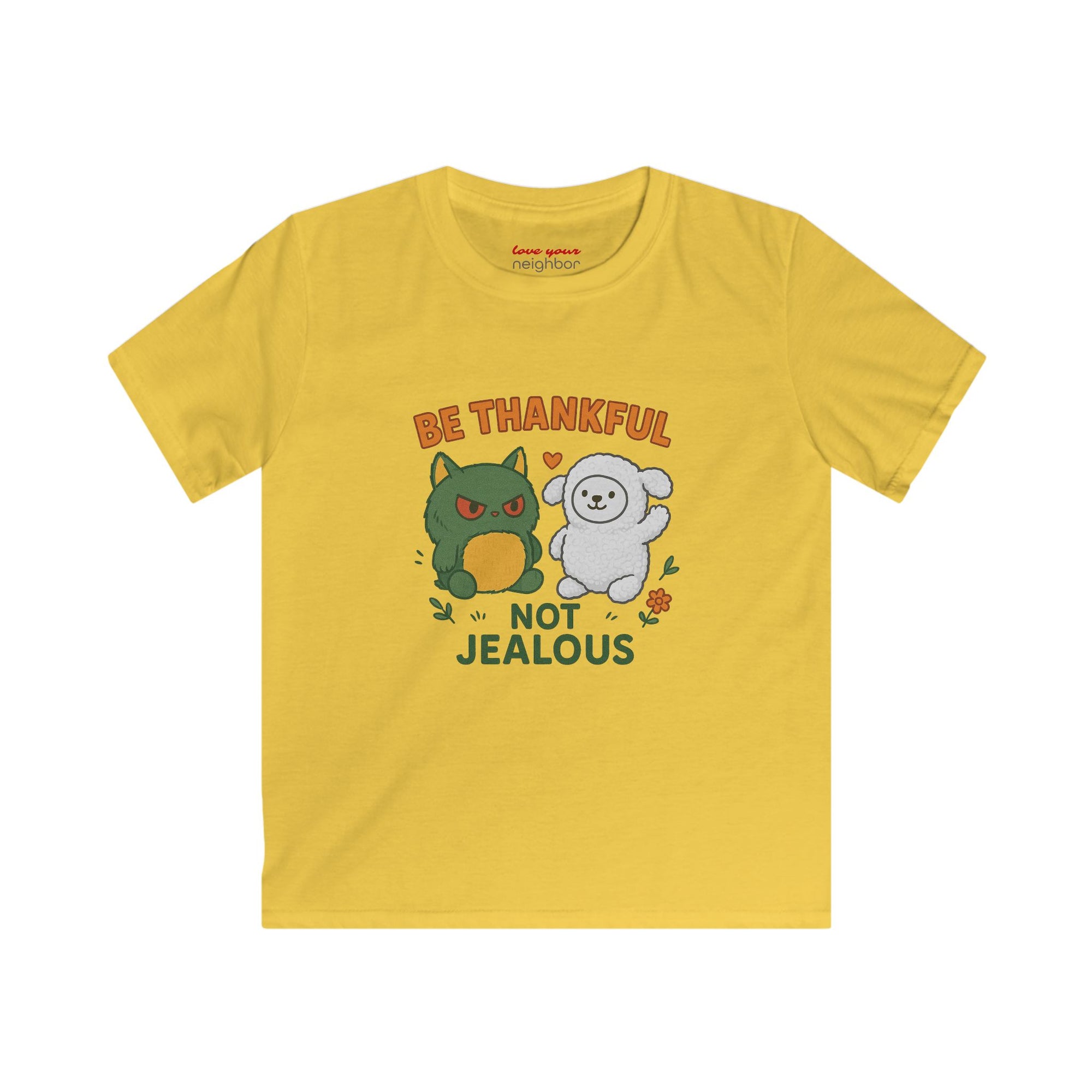 Kids Gratitude Tee, Be Thankful Not Jealous Shirt