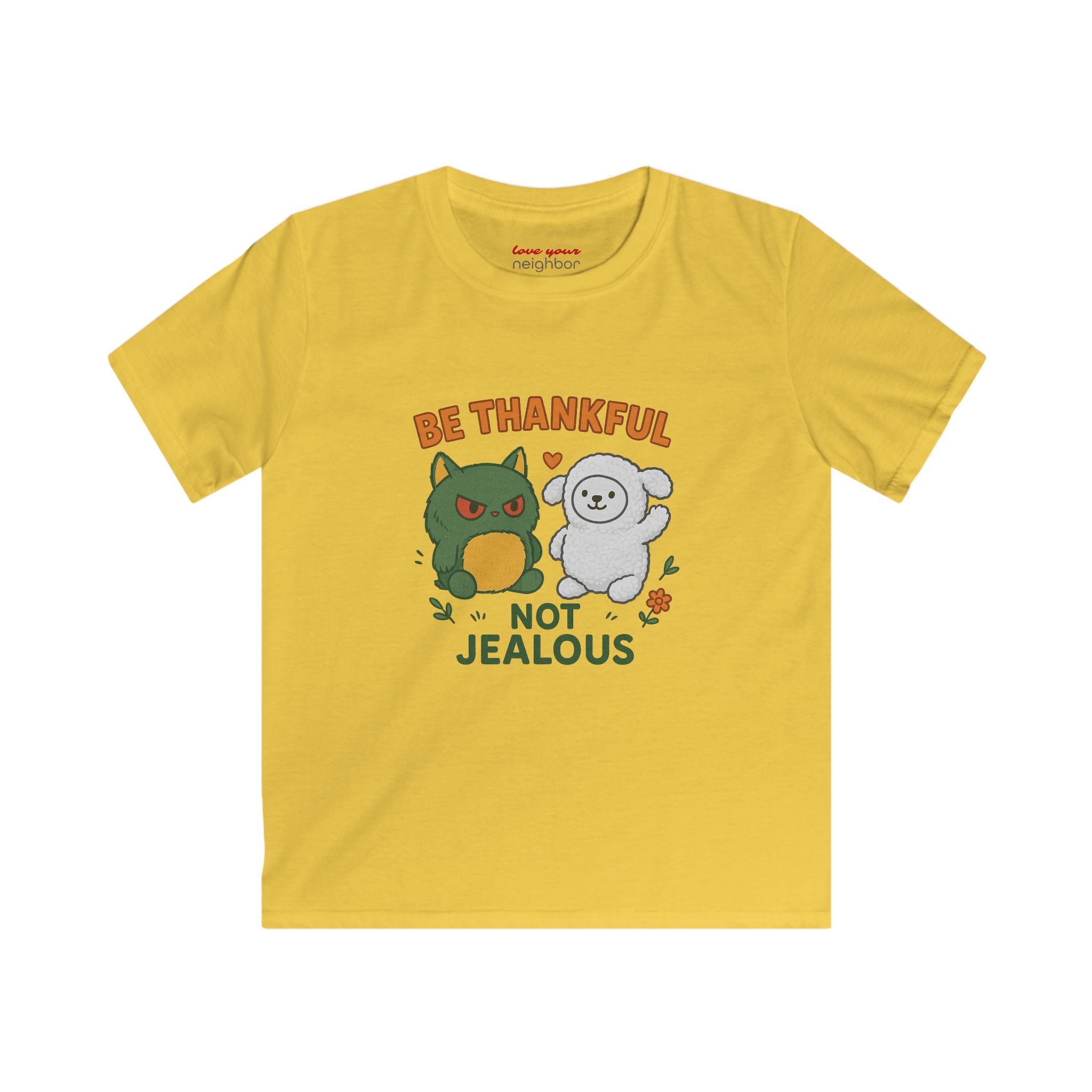 Kids Gratitude Tee, Be Thankful Not Jealous Shirt