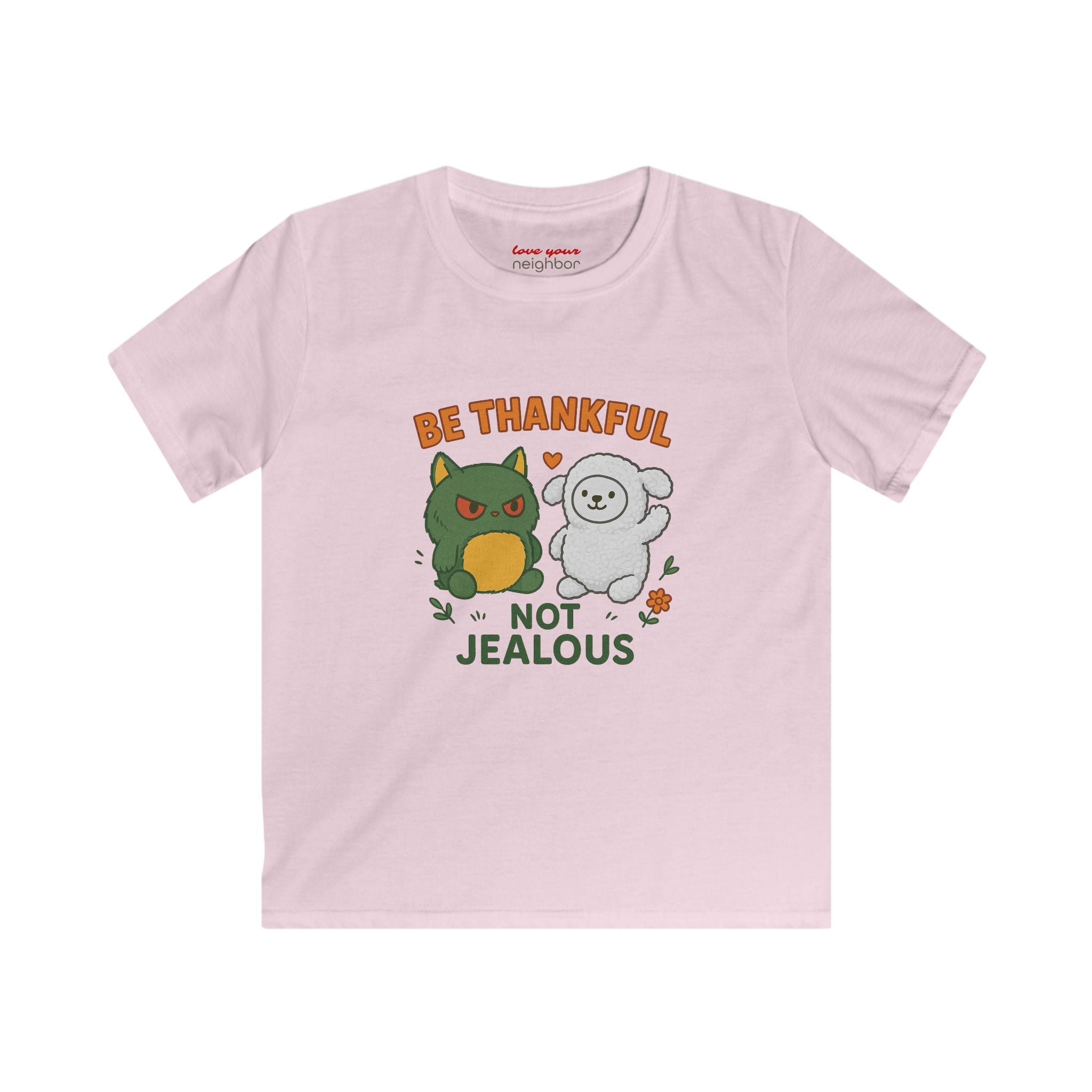 Kids Gratitude Tee, Be Thankful Not Jealous Shirt