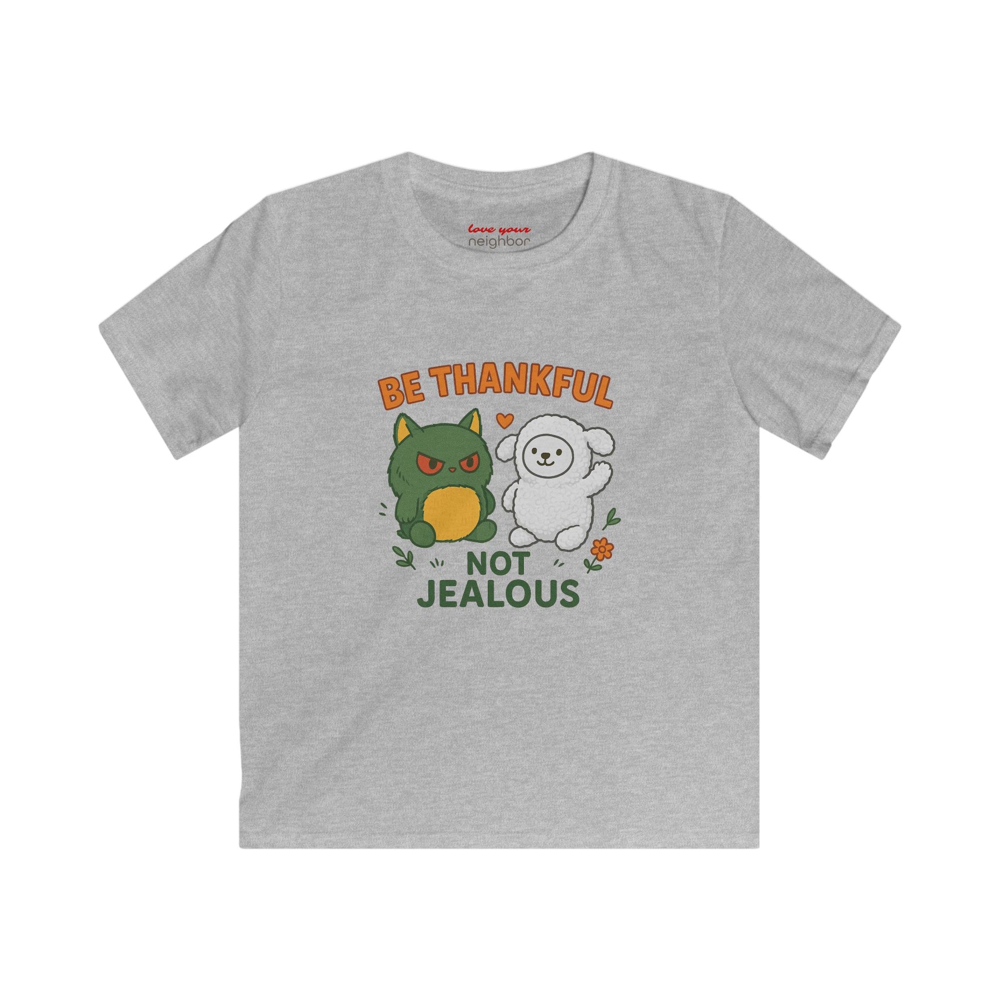 Kids Gratitude Tee, Be Thankful Not Jealous Shirt