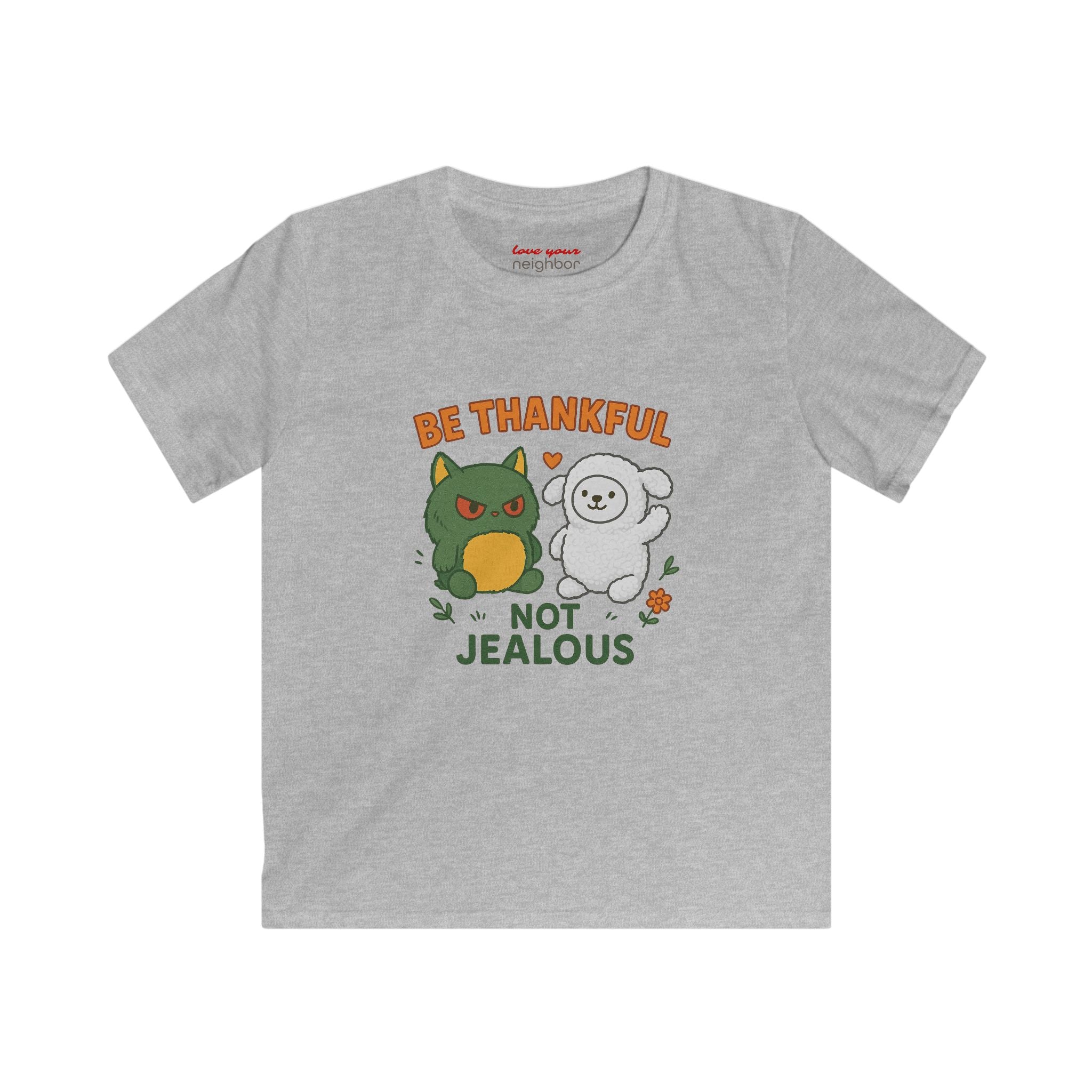Kids Gratitude Tee, Be Thankful Not Jealous Shirt
