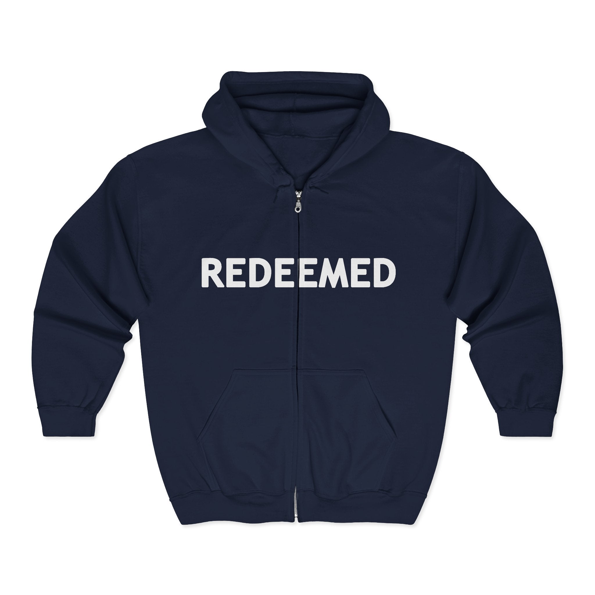 "Redeemed" Luke 24:6 - Adult Cozy Full Zip Hoodie