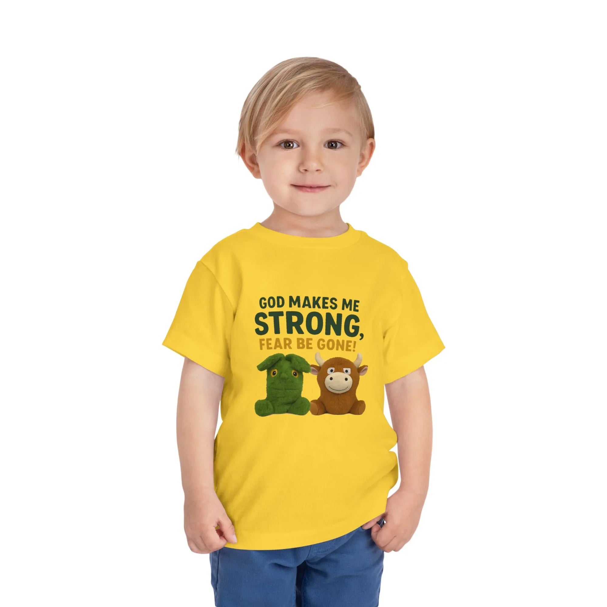 Faith-Inspired Toddler Tee, God Makes Me Strong Shirt, Encouraging Kids T-Shirt, Christian Youth Tee, Playtime and Church Outfit - Truthkins - Faith-filled plush toys that turn big feelings into God's truth
