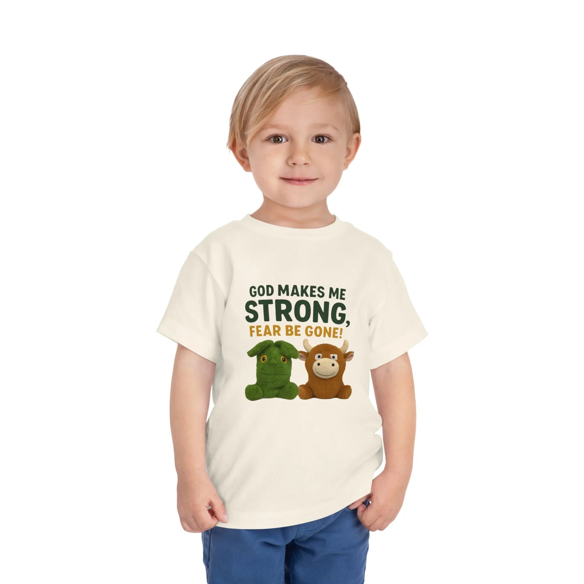 Faith-Inspired Toddler Tee, God Makes Me Strong Shirt, Encouraging Kids T-Shirt, Christian Youth Tee, Playtime and Church Outfit - Truthkins - Faith-filled plush toys that turn big feelings into God's truth