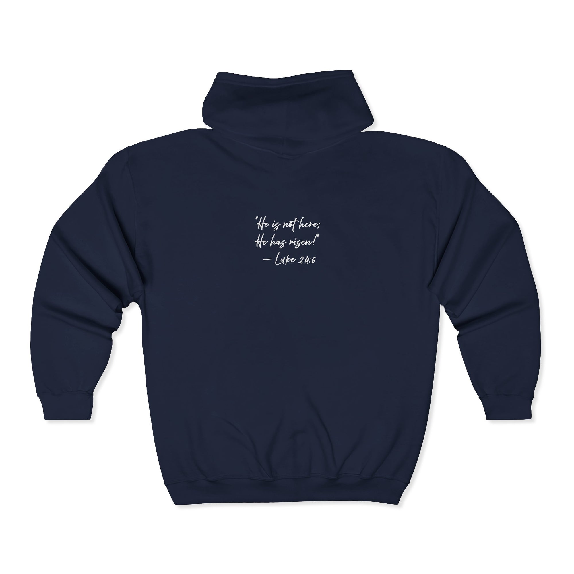 "Redeemed" Luke 24:6 - Adult Cozy Full Zip Hoodie