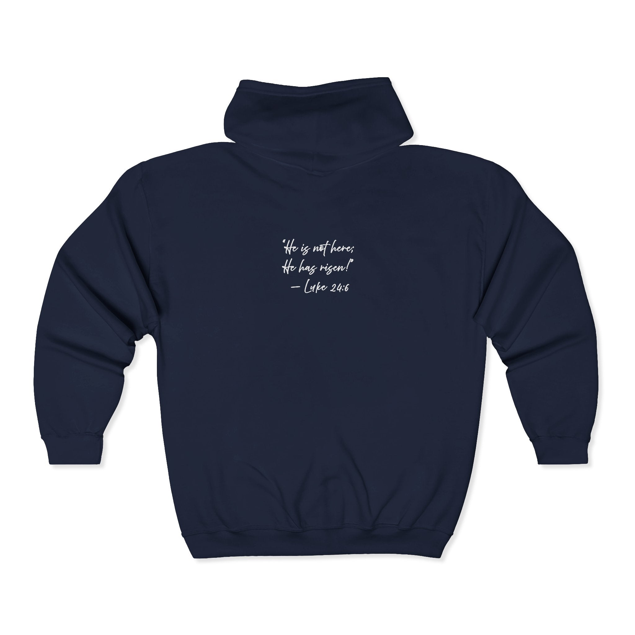 "Redeemed" Luke 24:6 - Adult Cozy Full Zip Hoodie