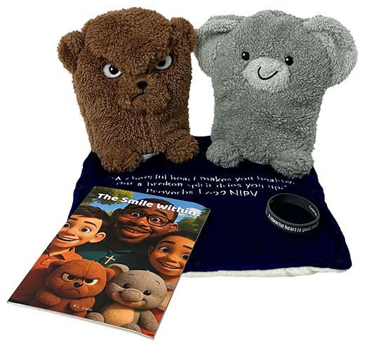 Angry / Cheerful Truthkins Set (Proverbs 17:22) - Truthkins - Faith-filled plush toys that turn big feelings into God's truth